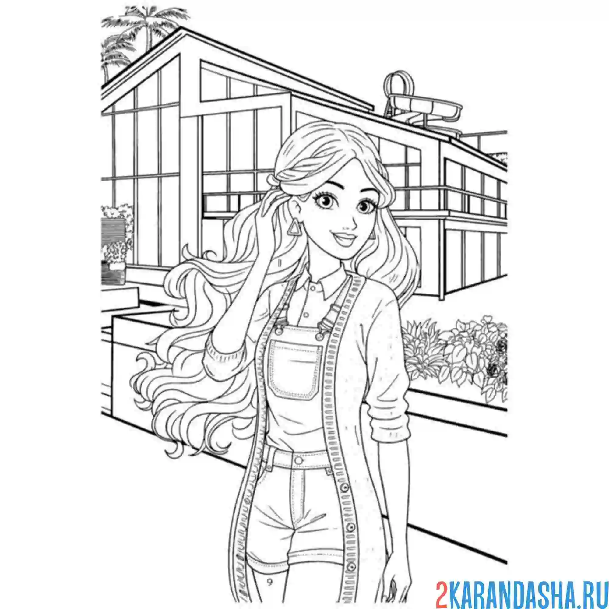 Раскраска барби весной