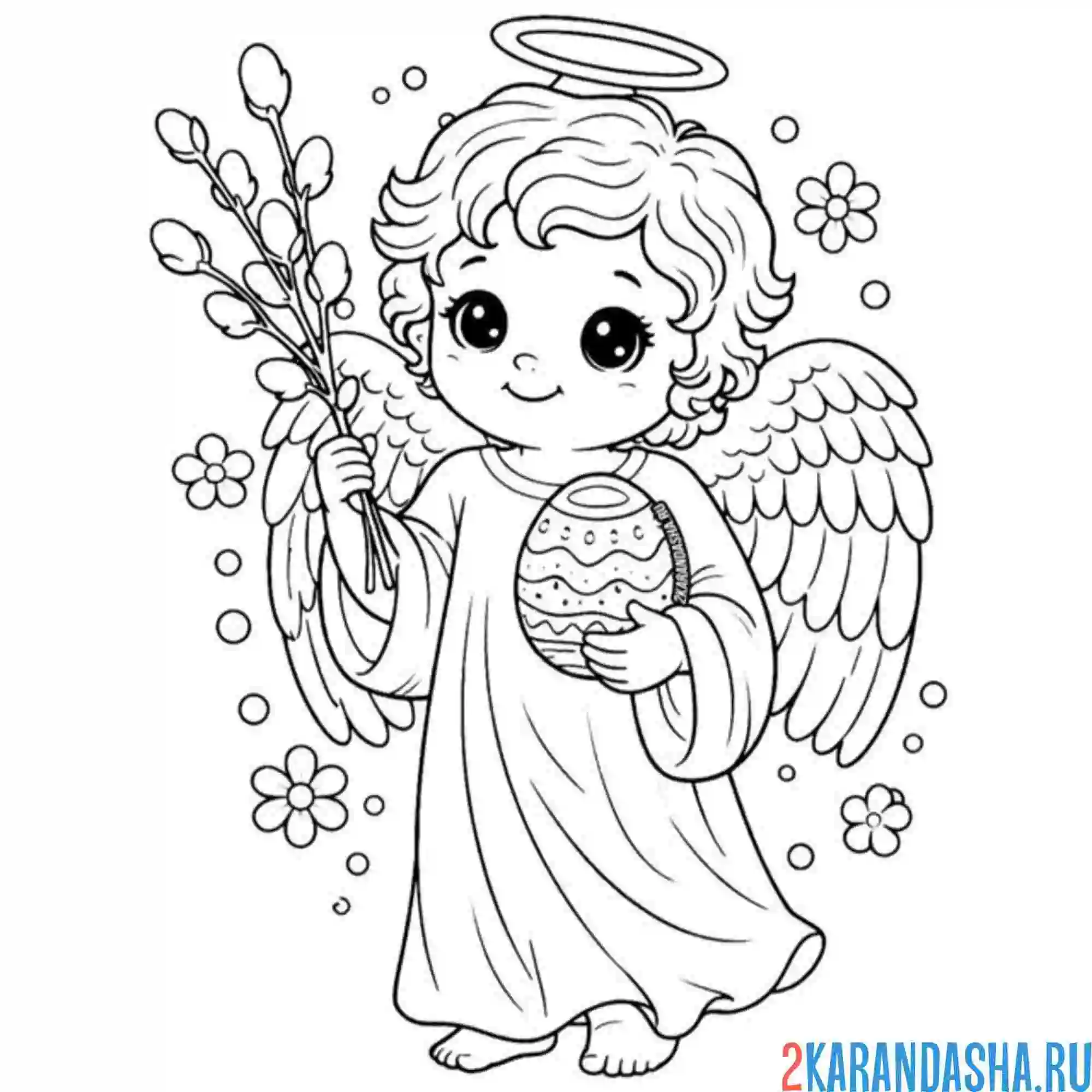 Раскраска ангел пасхальный