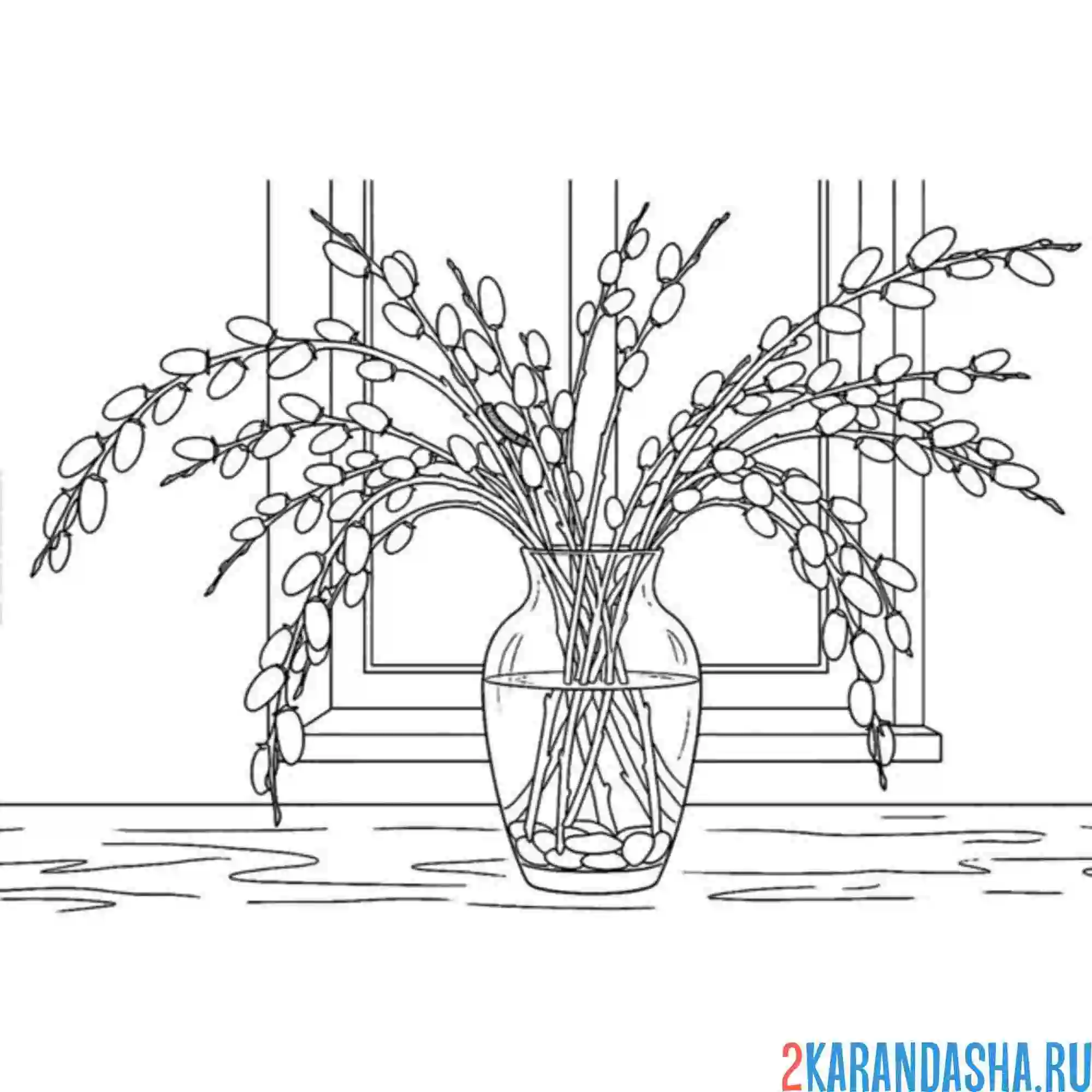 Раскраска верба на столе