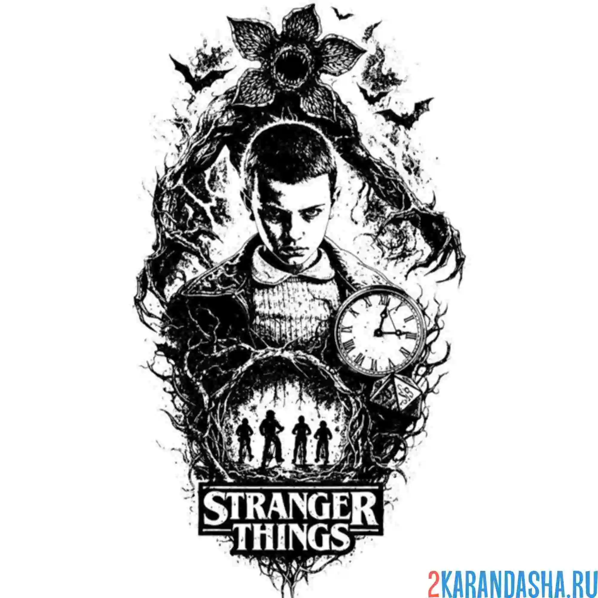Раскраска 11 и демогоргон очень странные дела осд