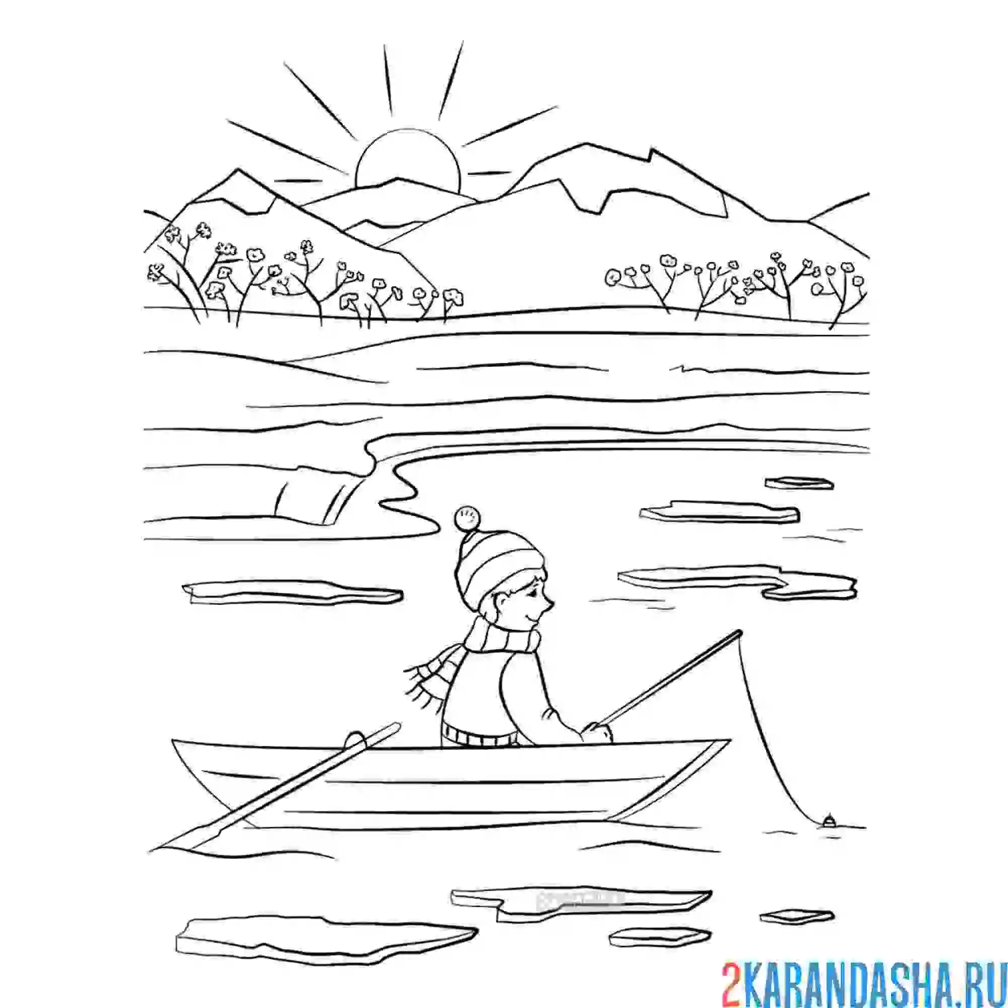 Раскраска весенний пейзаж природы