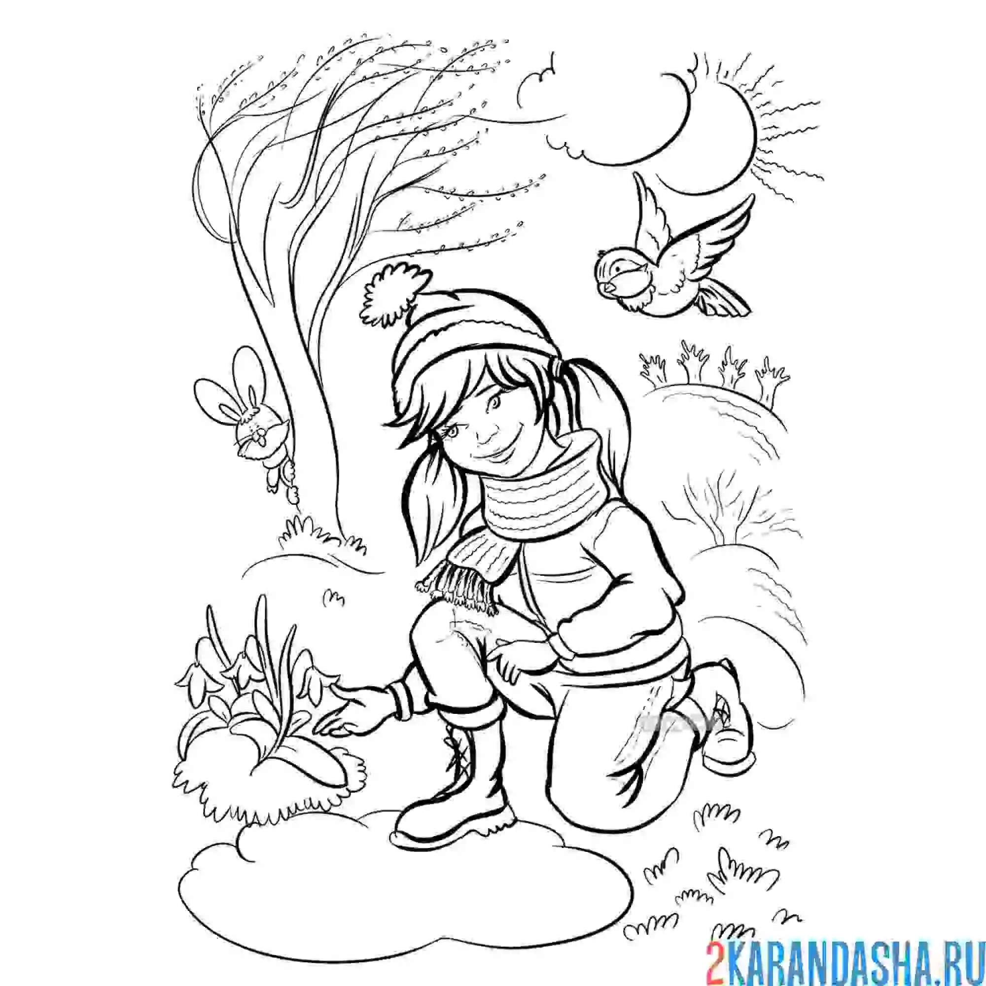Раскраска весенняя природа