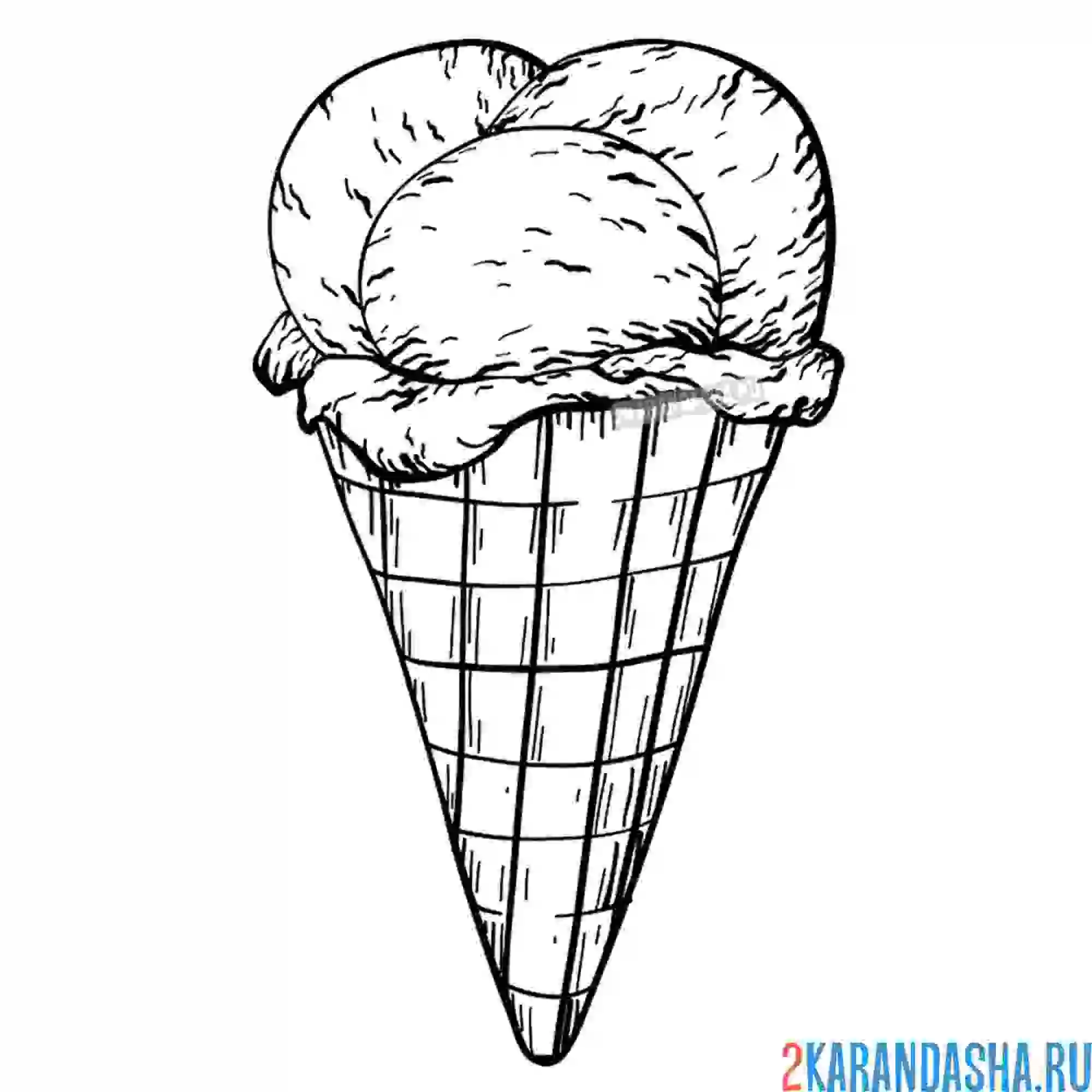 Раскраска мороженое в рожке