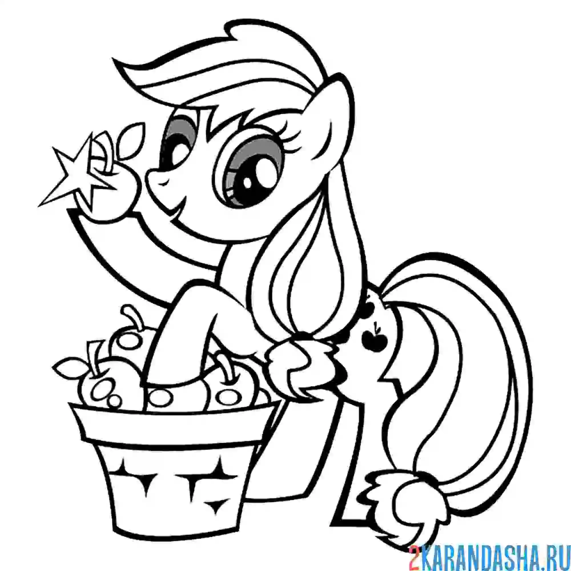 Раскраска эппл джек с яблочками