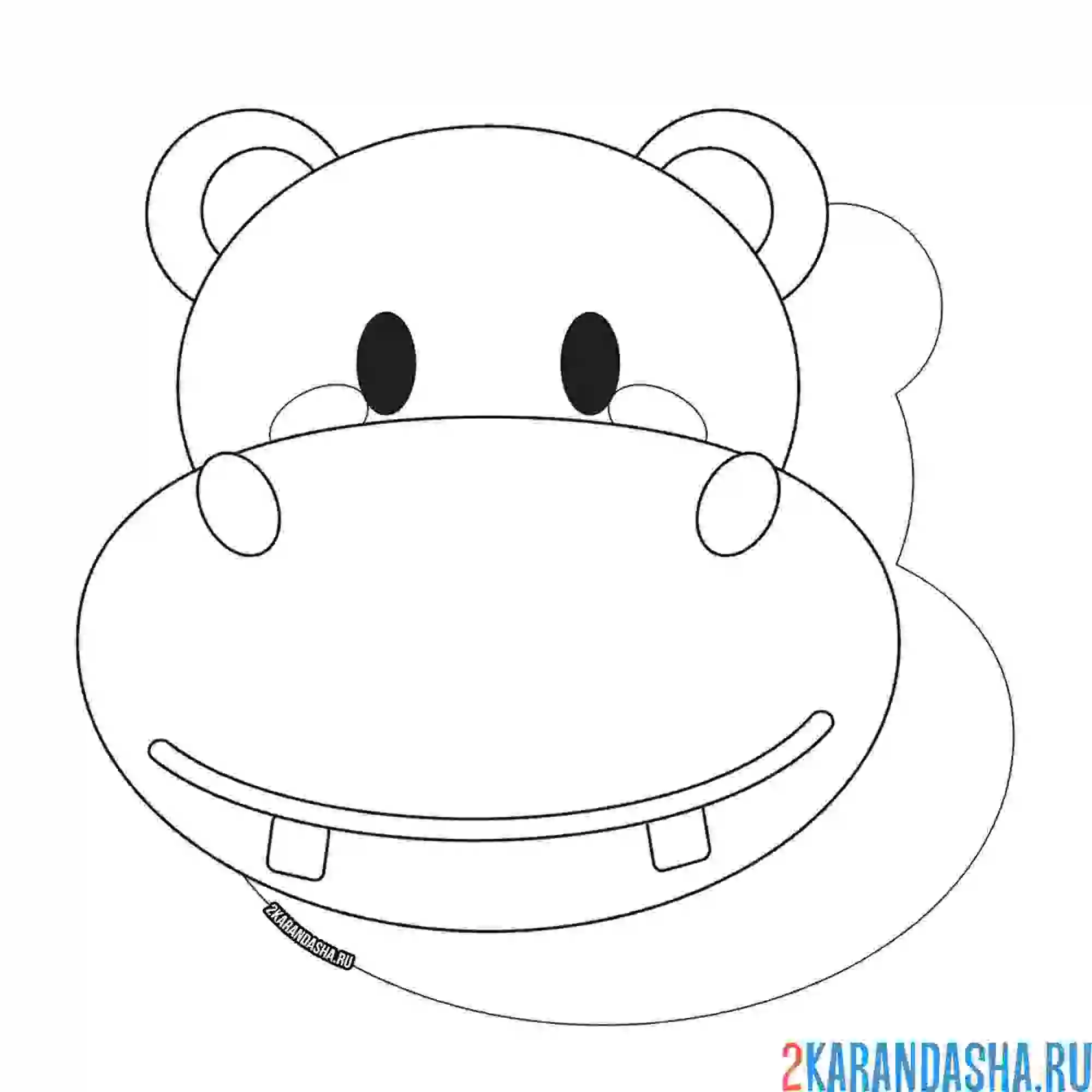 Раскраска легкая раскраска головы бегемота