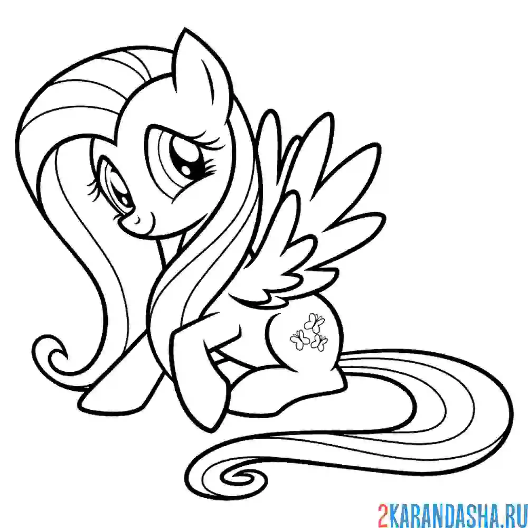 Раскраска красивая девочка флаттершай