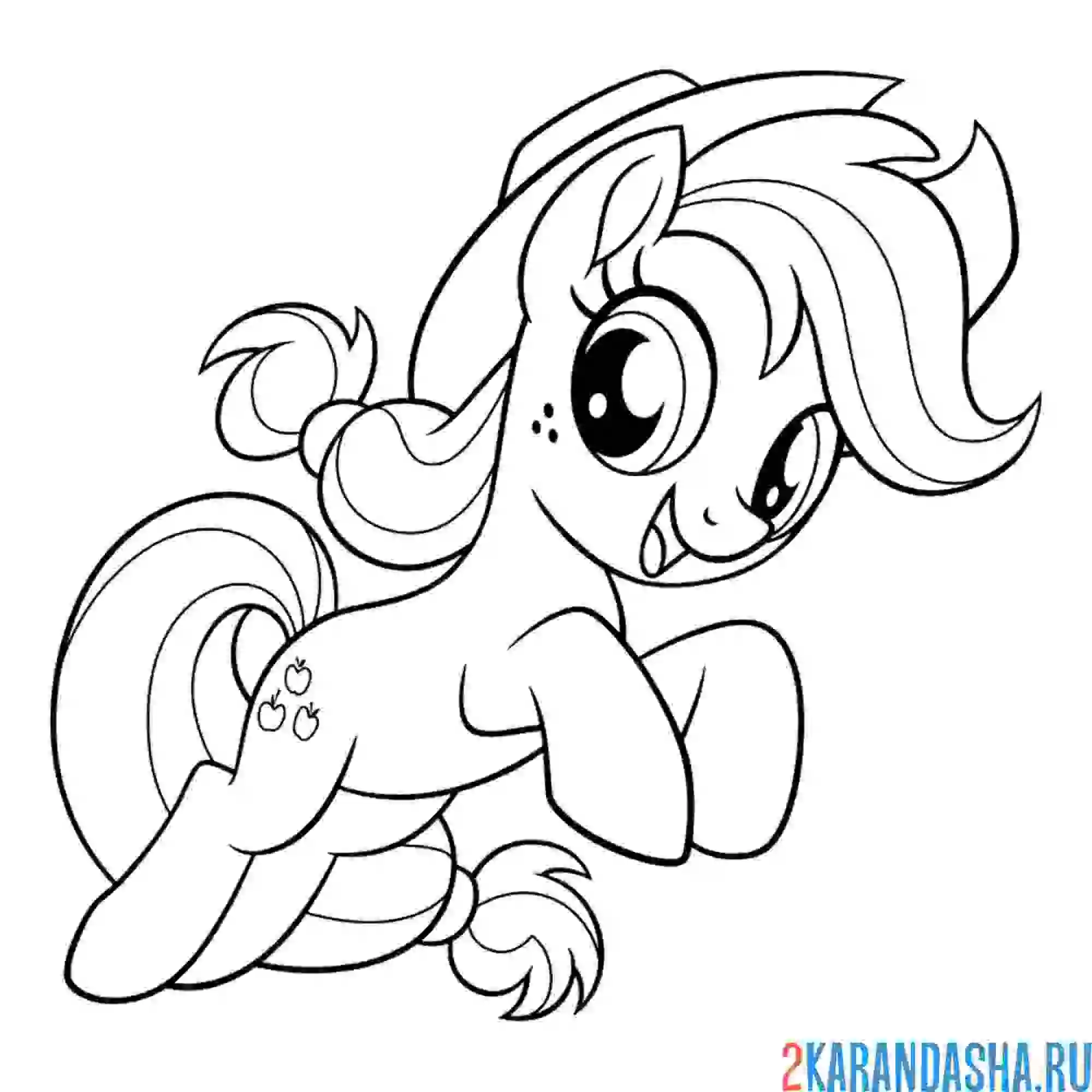 Раскраска веселая девочка пони эппл джек