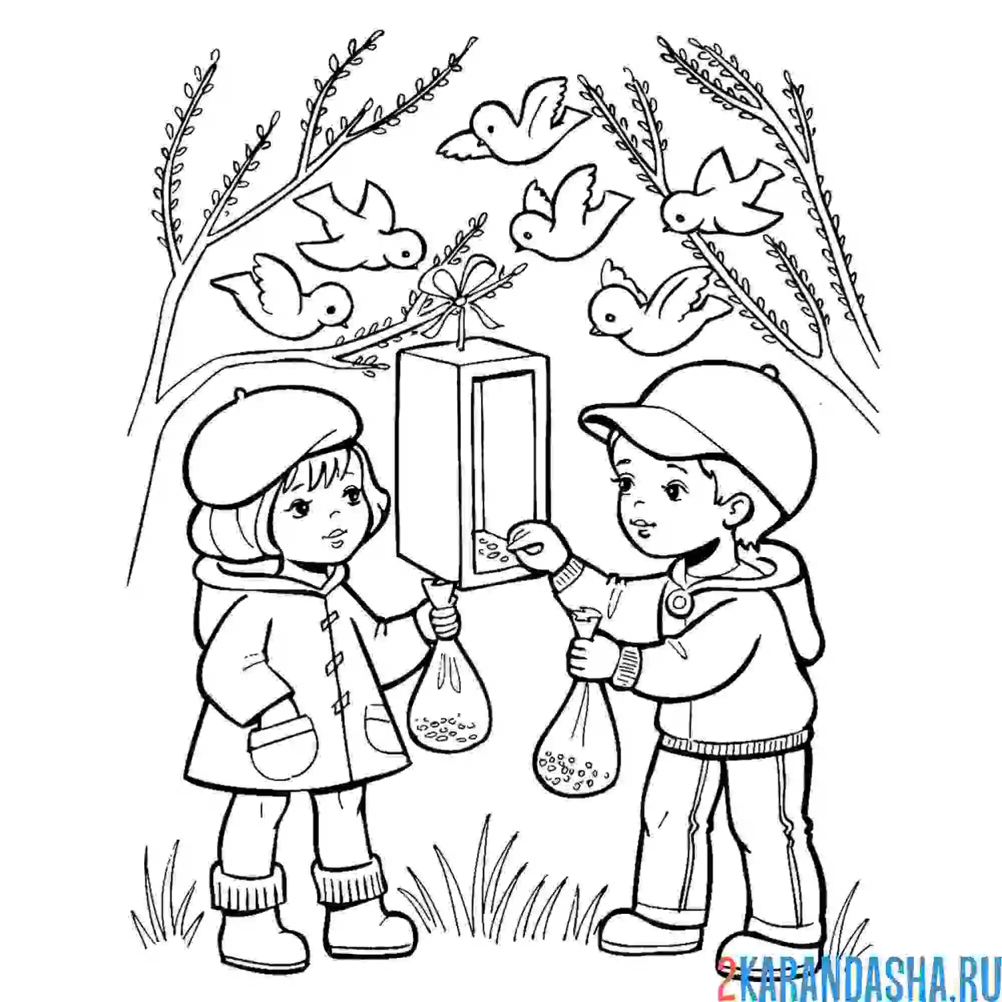 Раскраска весенняя забава