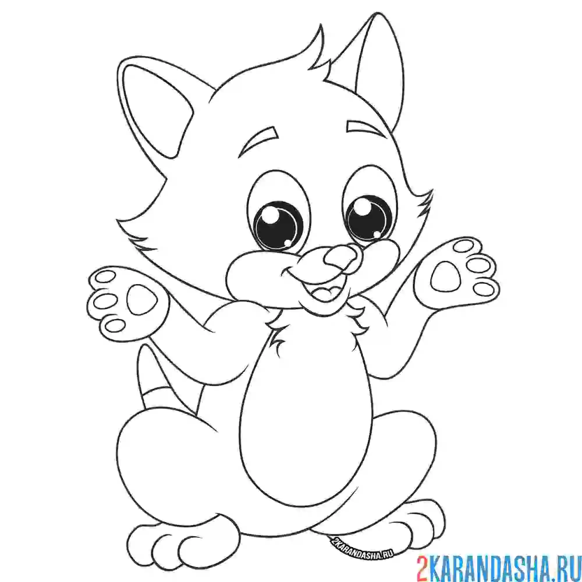 Раскраска милый котенок