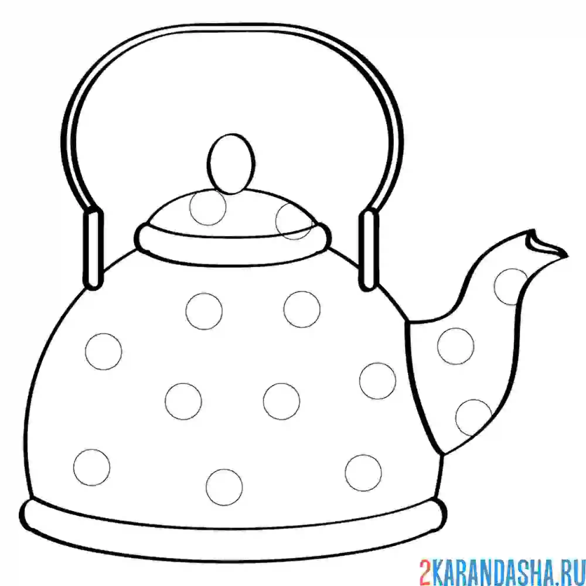 Раскраска посуда, чайник