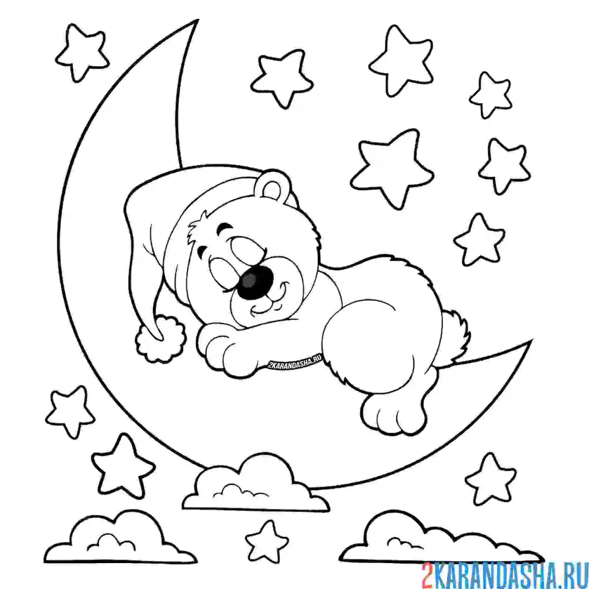Раскраска милый мишка
