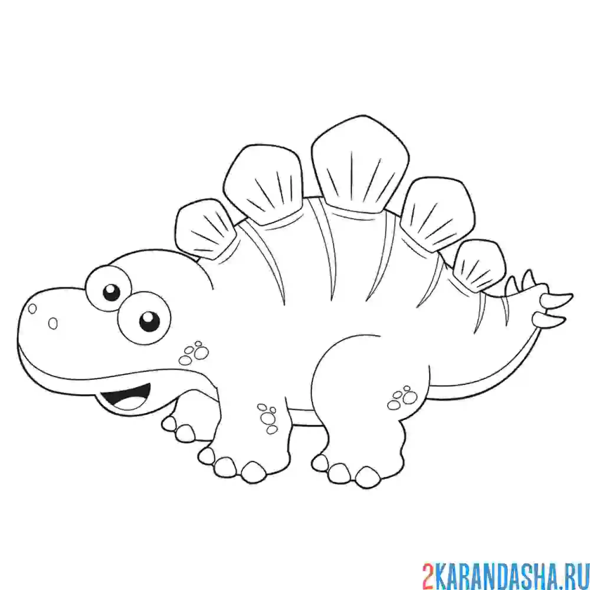 Раскраска милый динозаврик