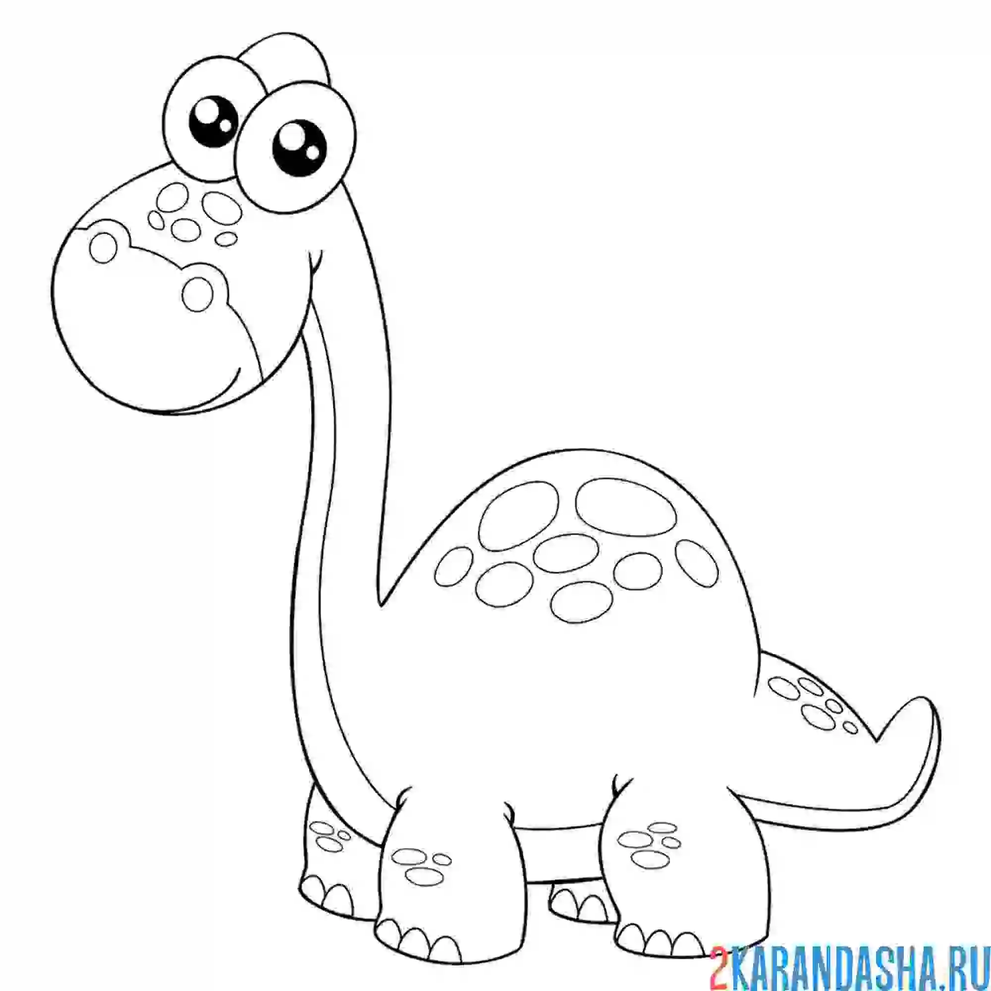 Раскраска динозавр с большими глазами