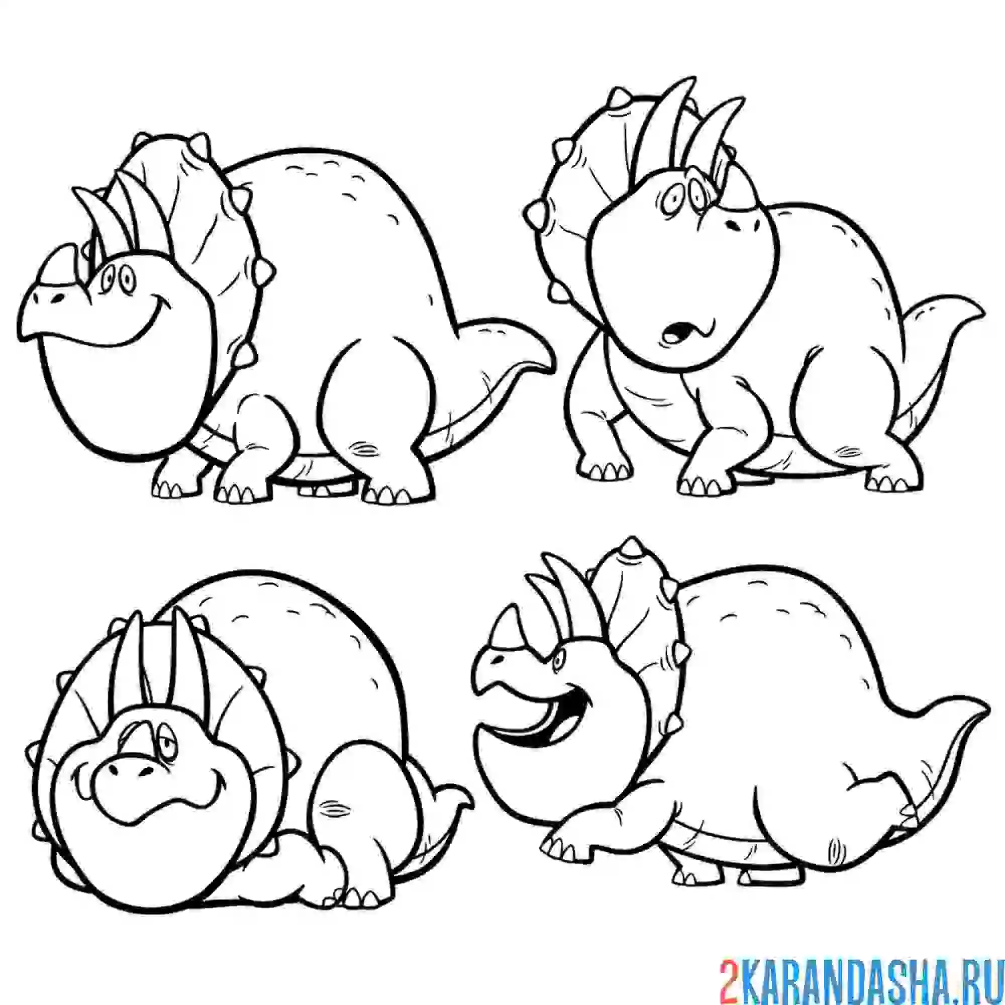 Раскраска динозавр трицератопс