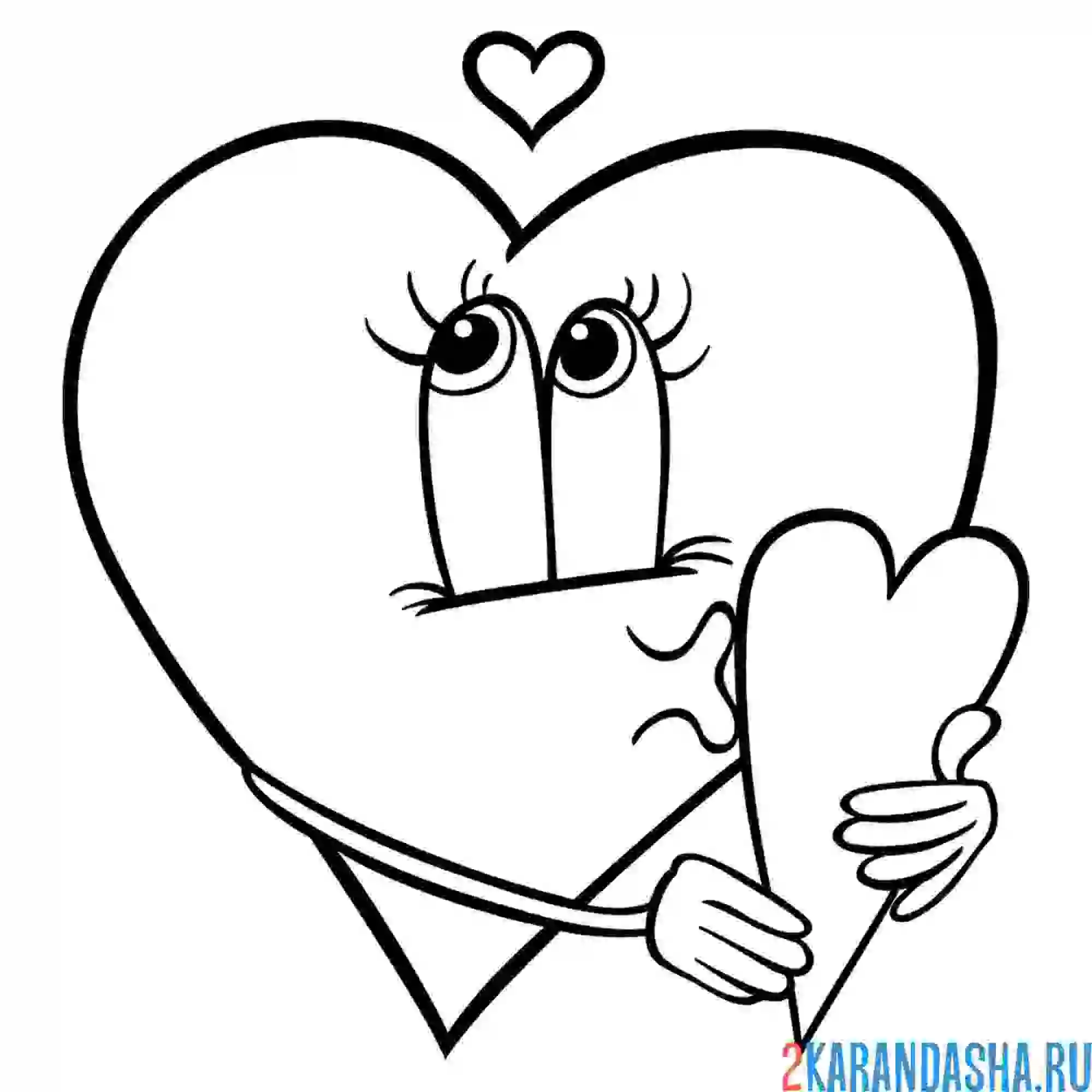 Раскраска милое сердечко валентинка