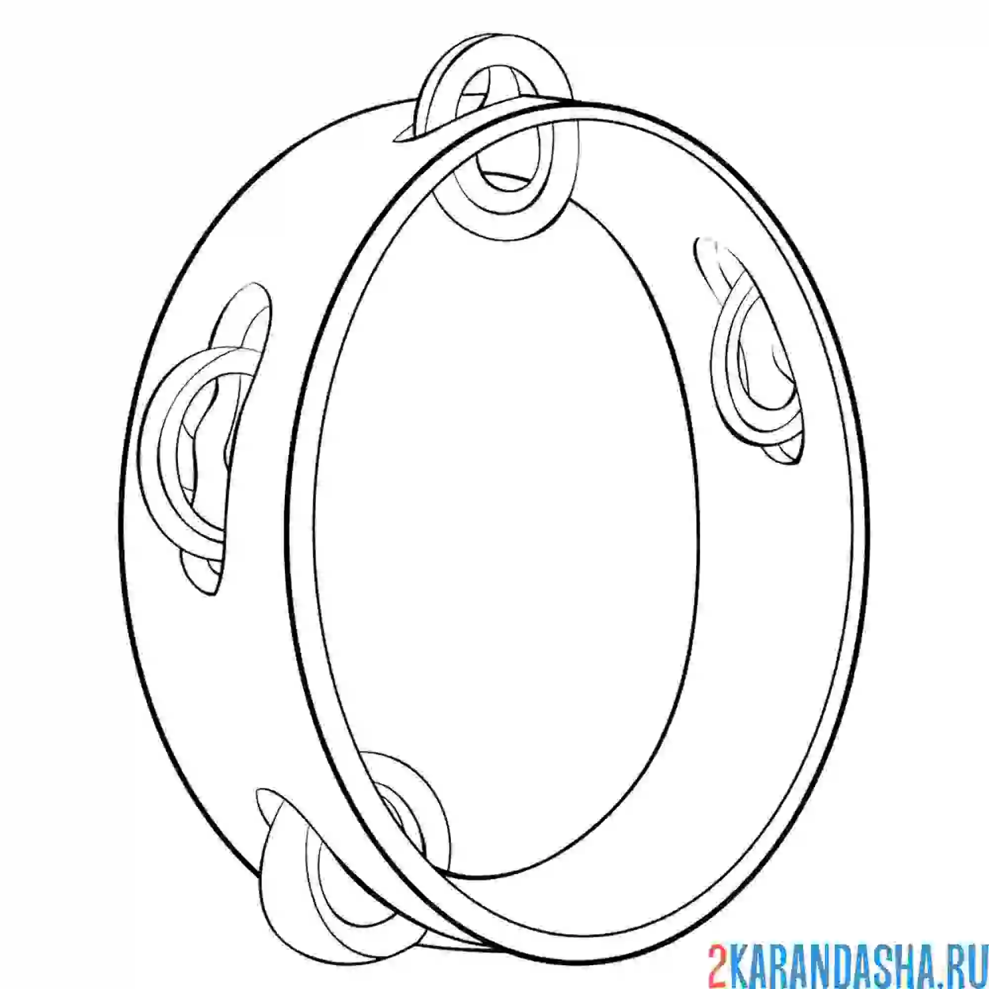 Раскраска музыкальный инструмент бубен