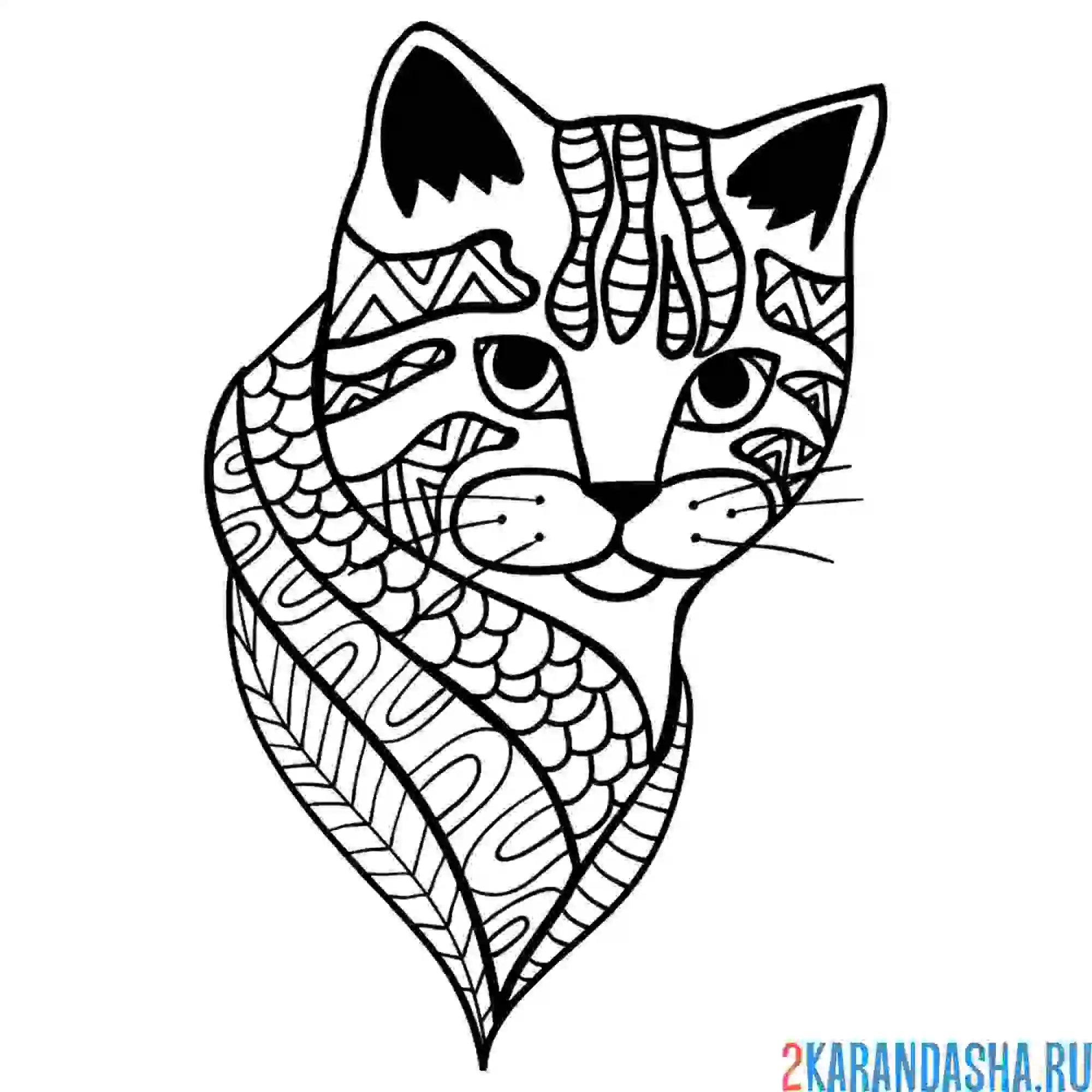 Раскраска кошечка антистресс