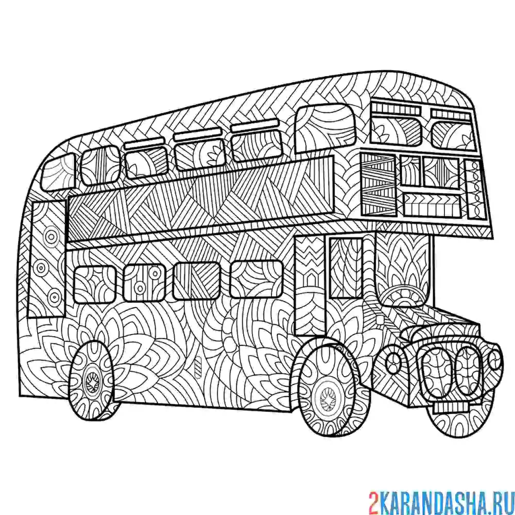 Раскраска транспорт автобус антистресс