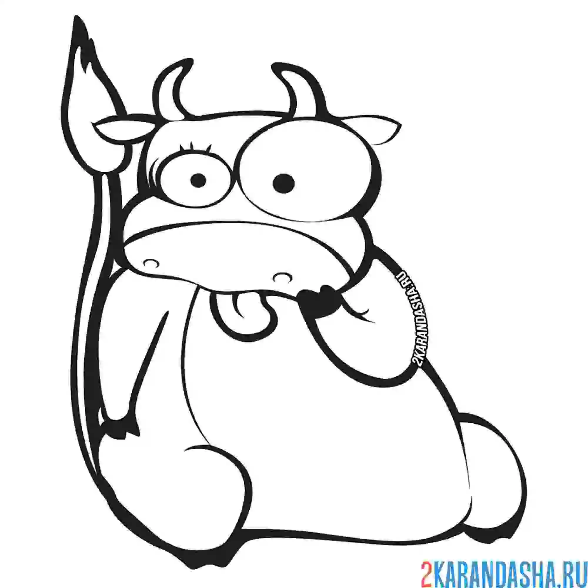 Раскраска забавная коровка