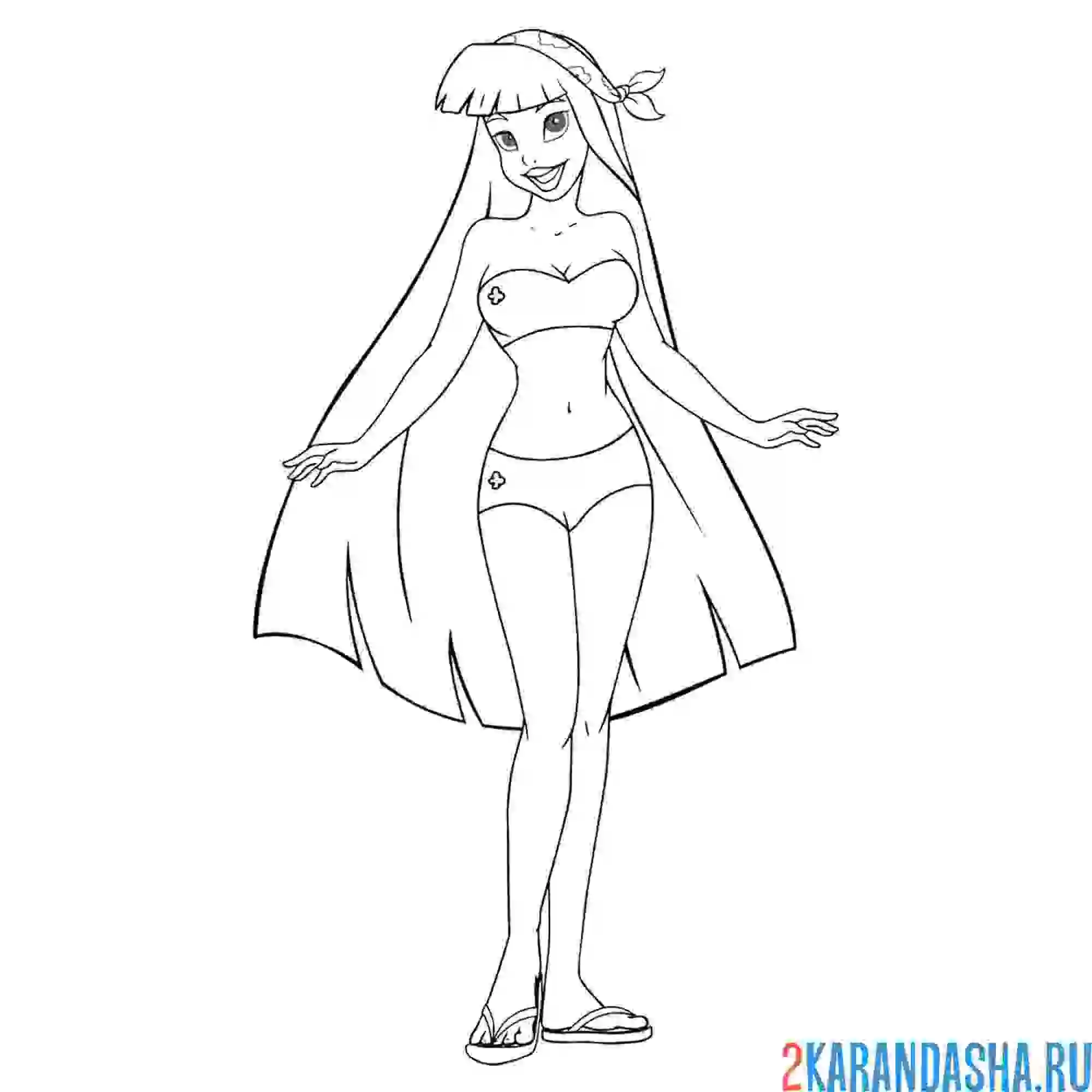 Раскраска девочка в купальнике