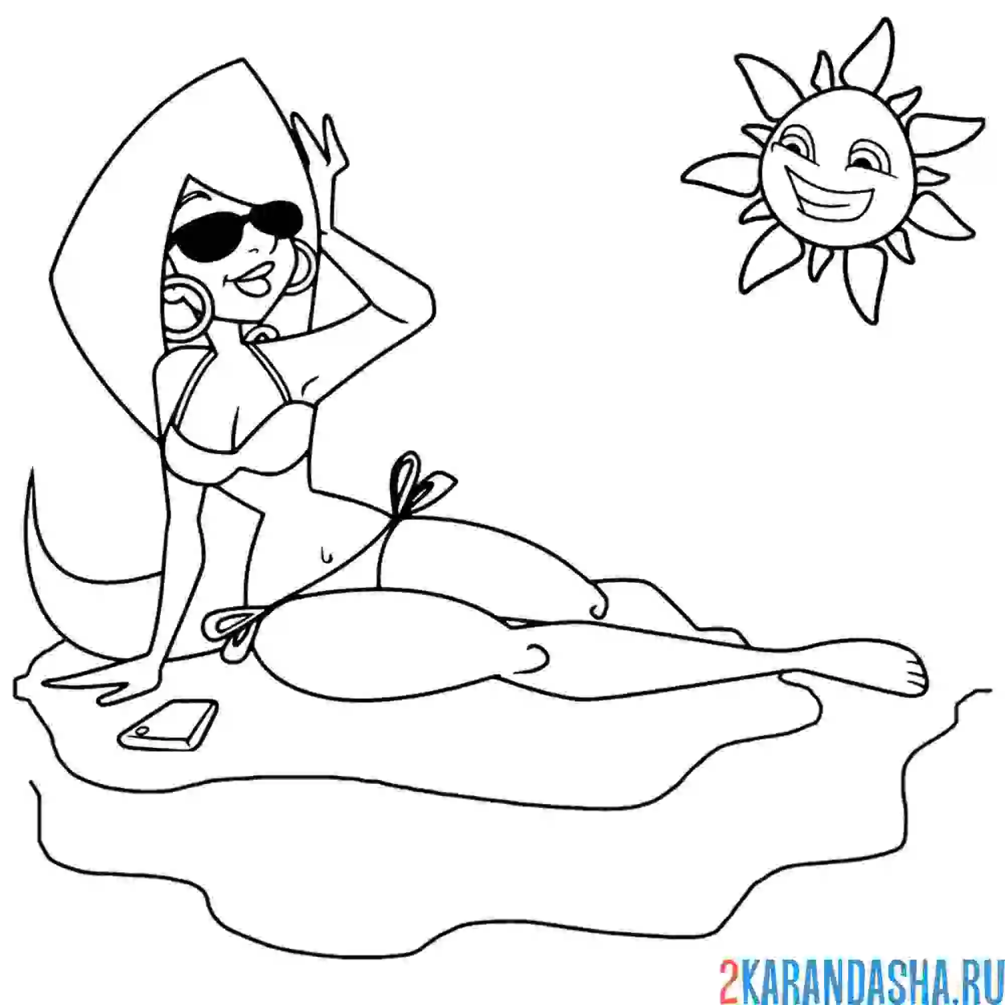 Раскраска девушка на море