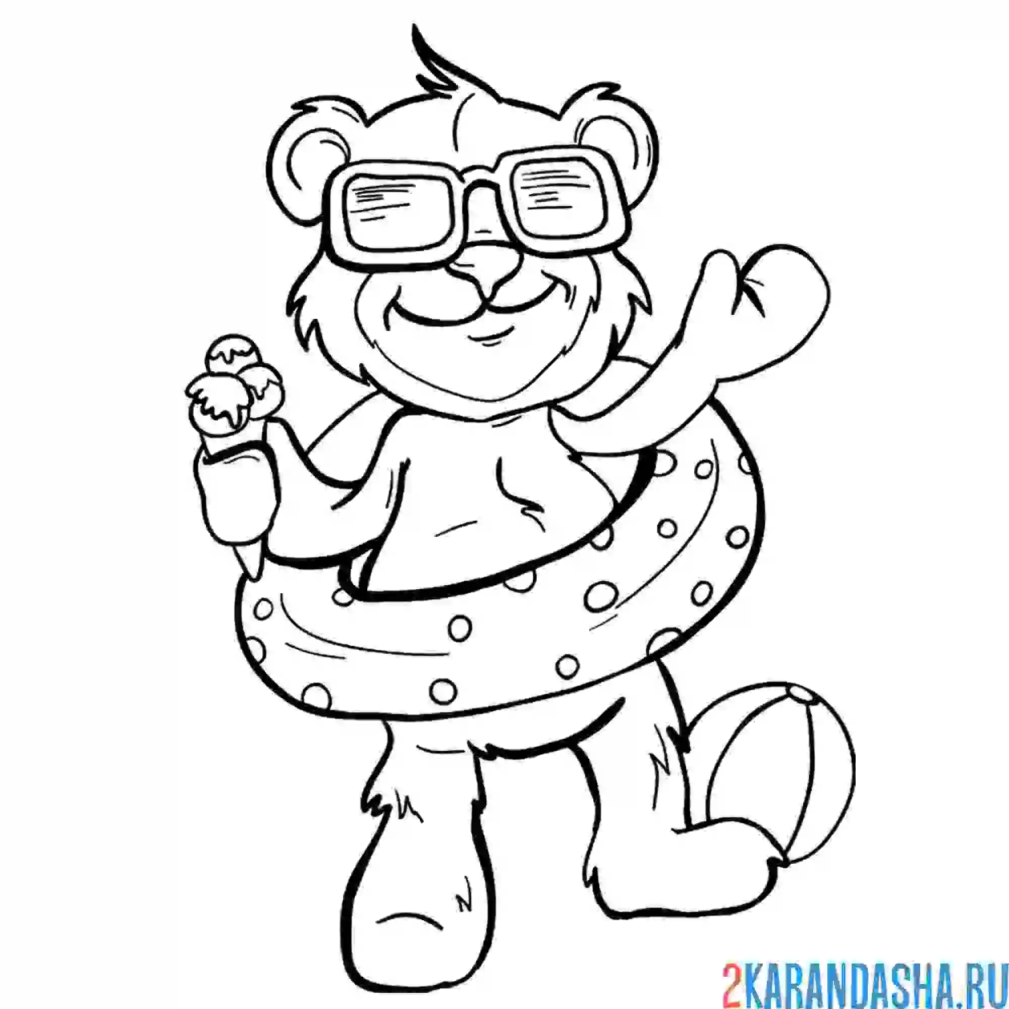 Раскраска счастливый медведь