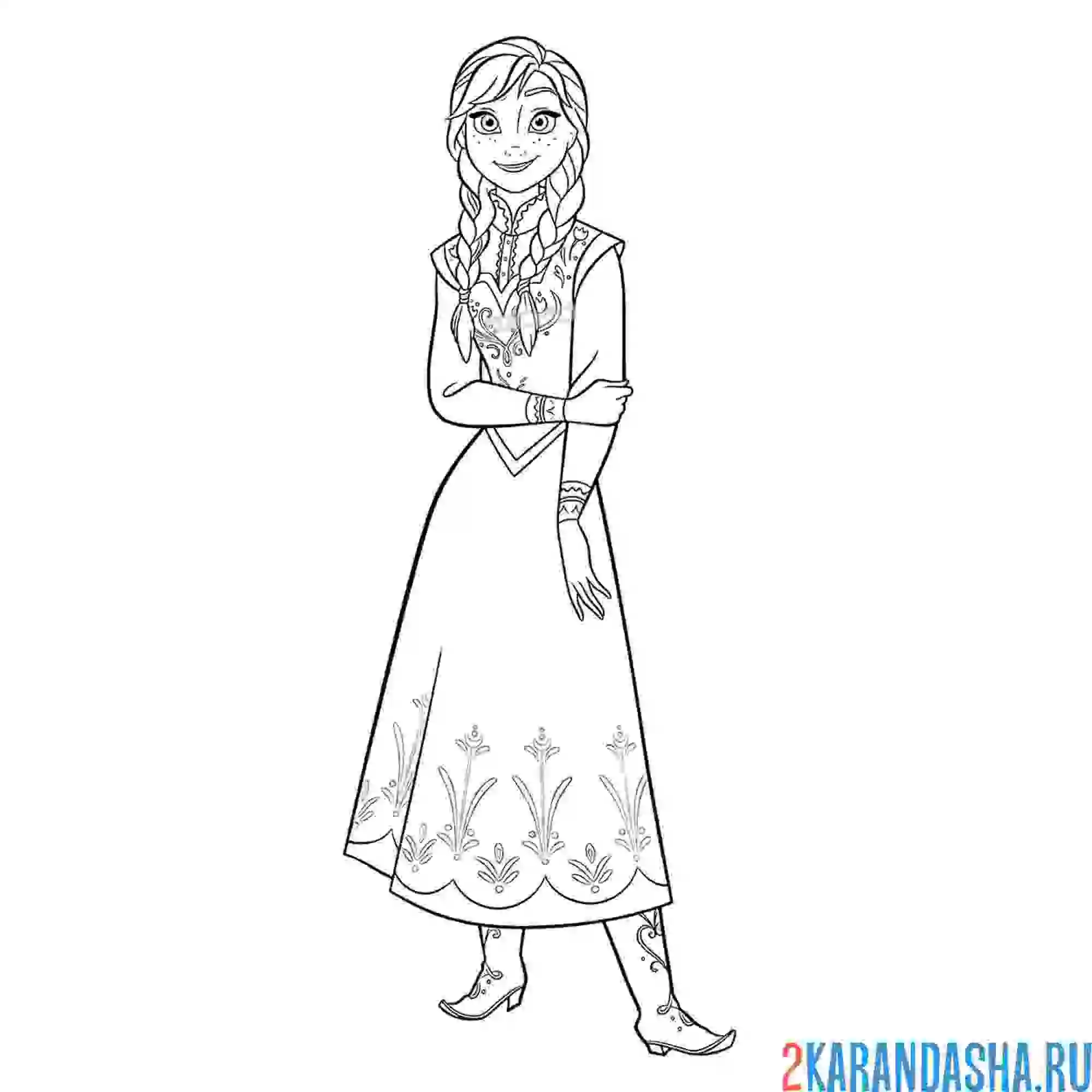 Раскраска принцесса анна красавица