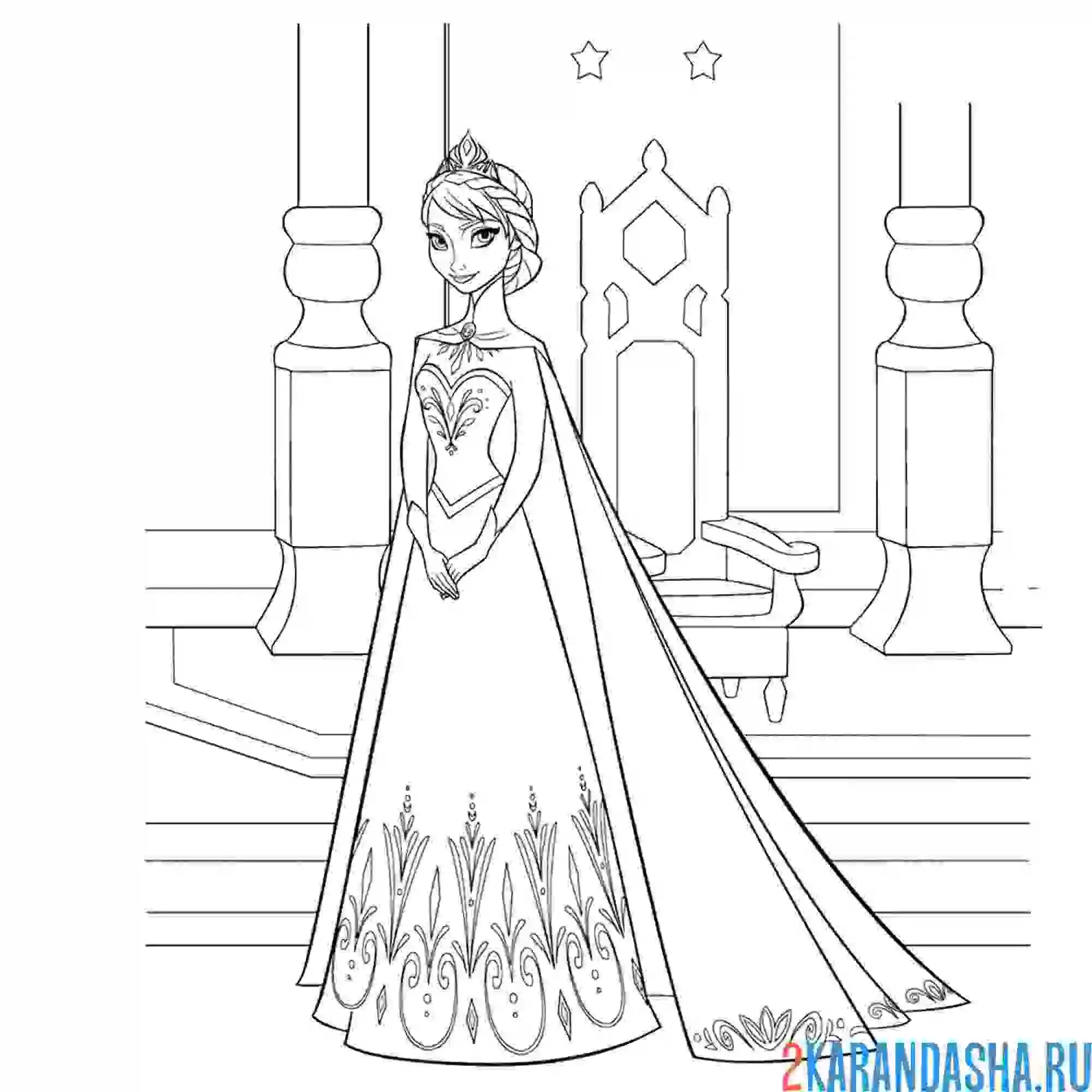 Раскраска эльза на коронации