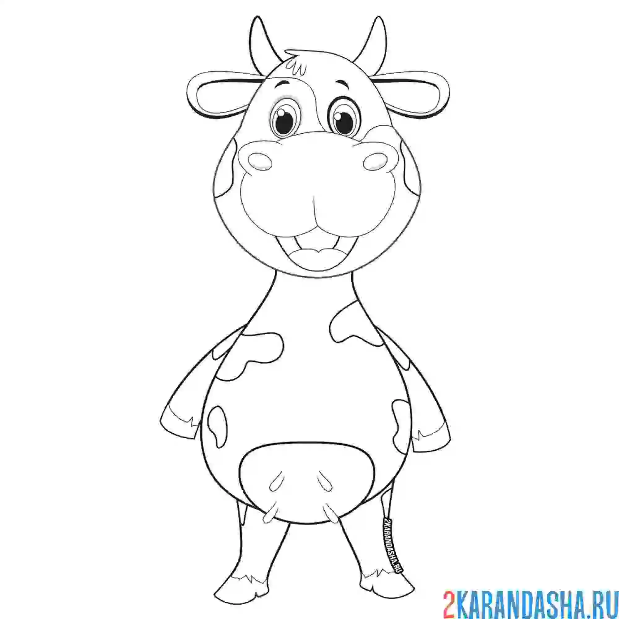 Раскраска коровка что-то увидела