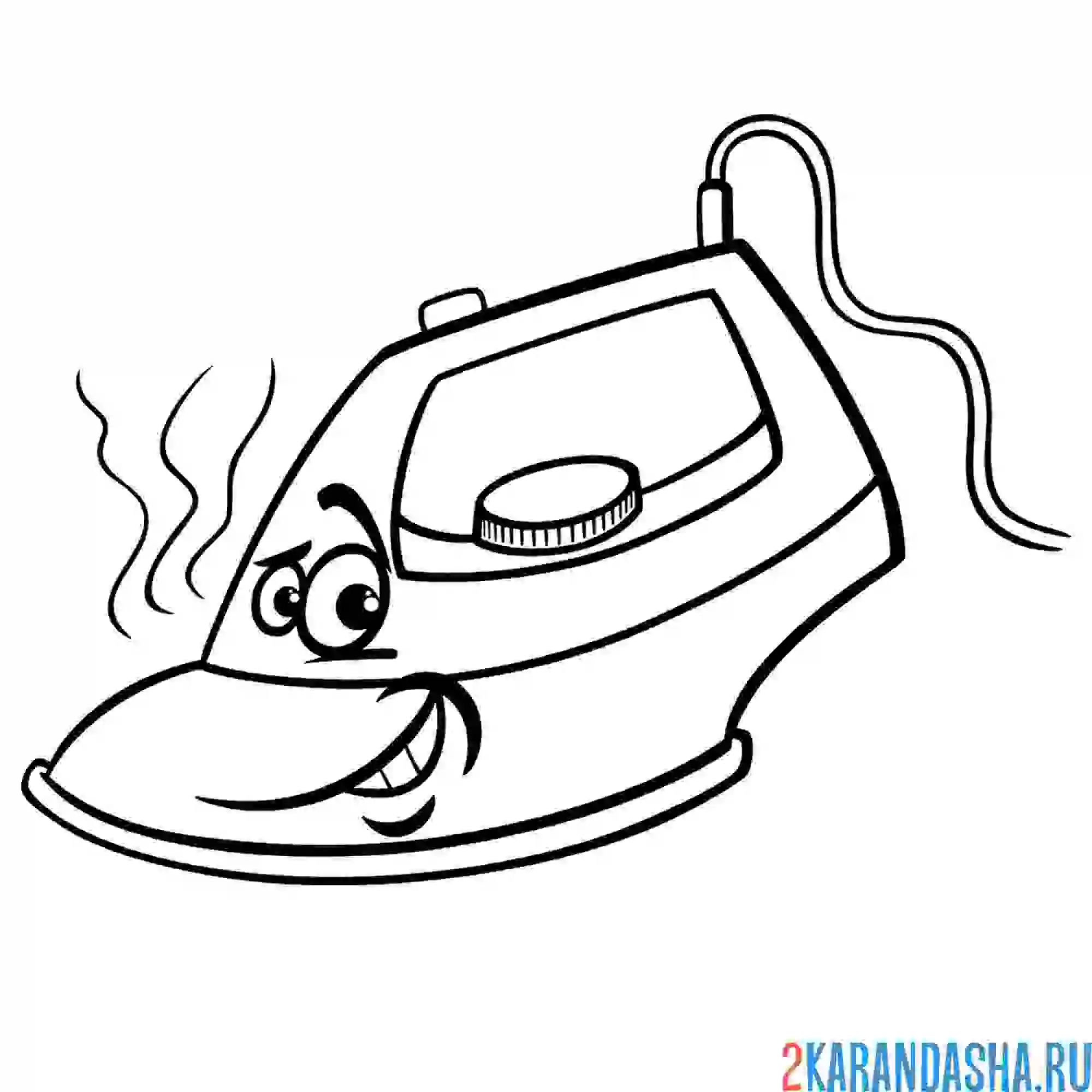 Раскраска утюг с глазками