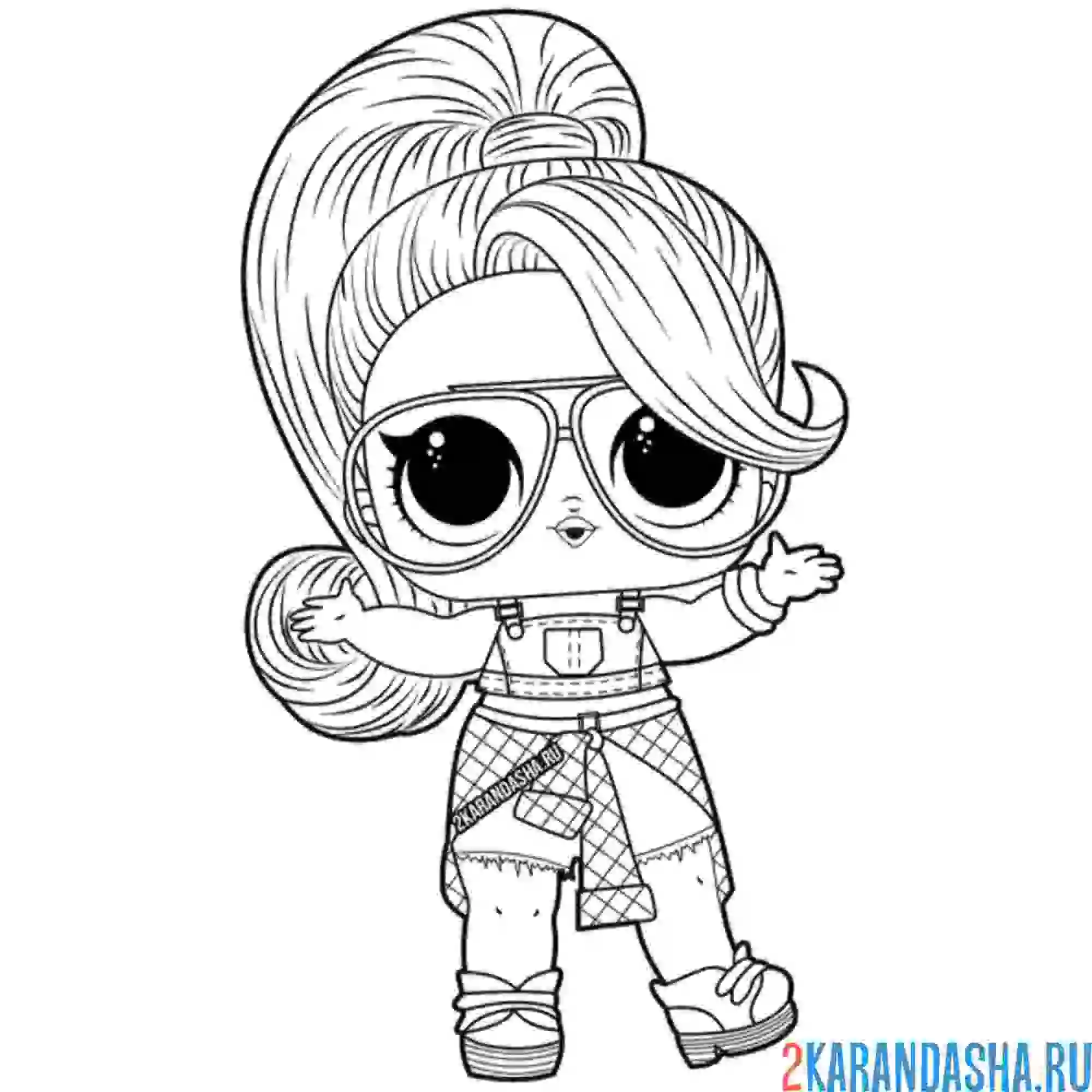 Раскраска кукла лол модная в очках и рубашке