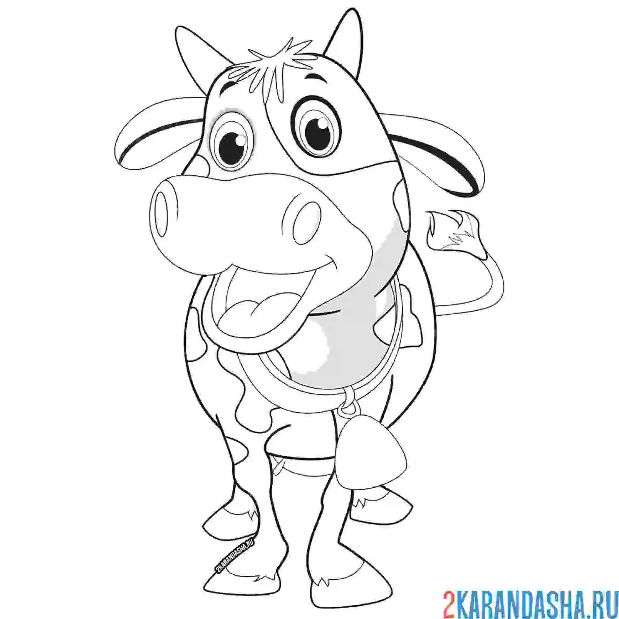 Раскраска улыбающаяся коровка