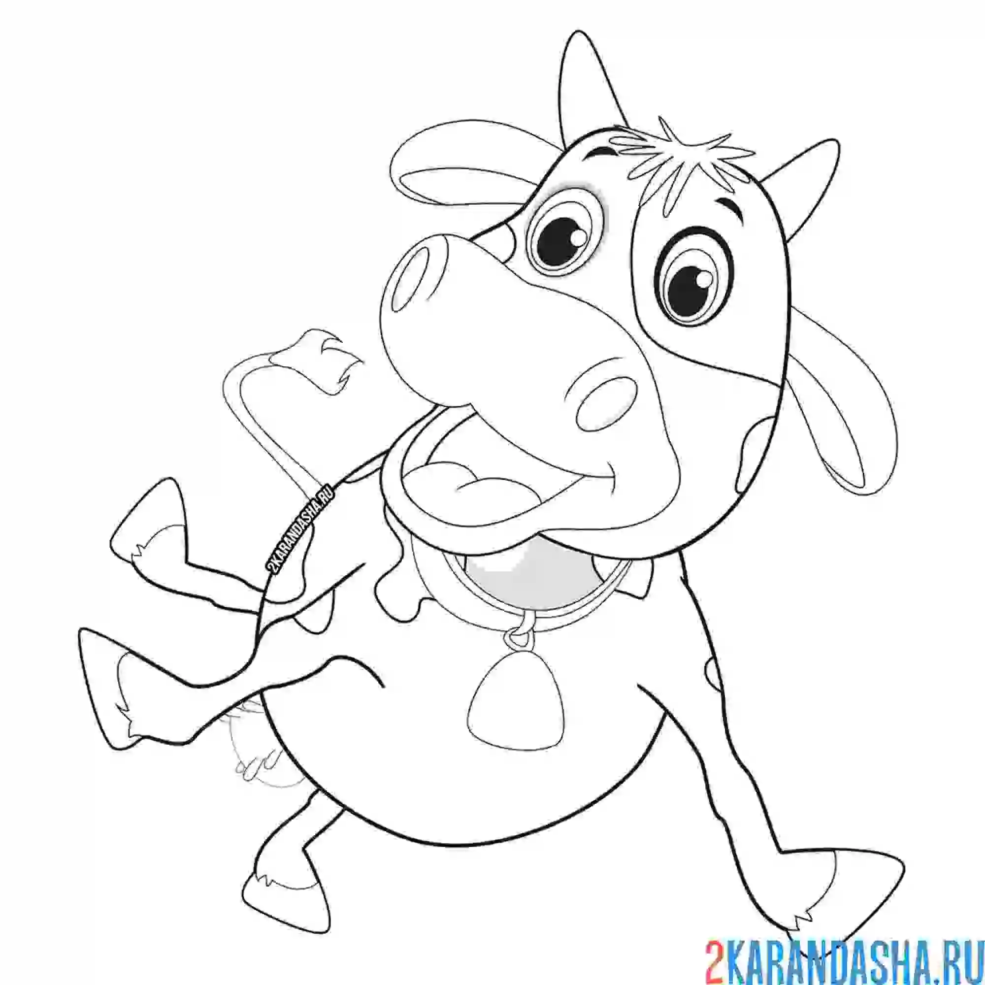 Раскраска корова танцует