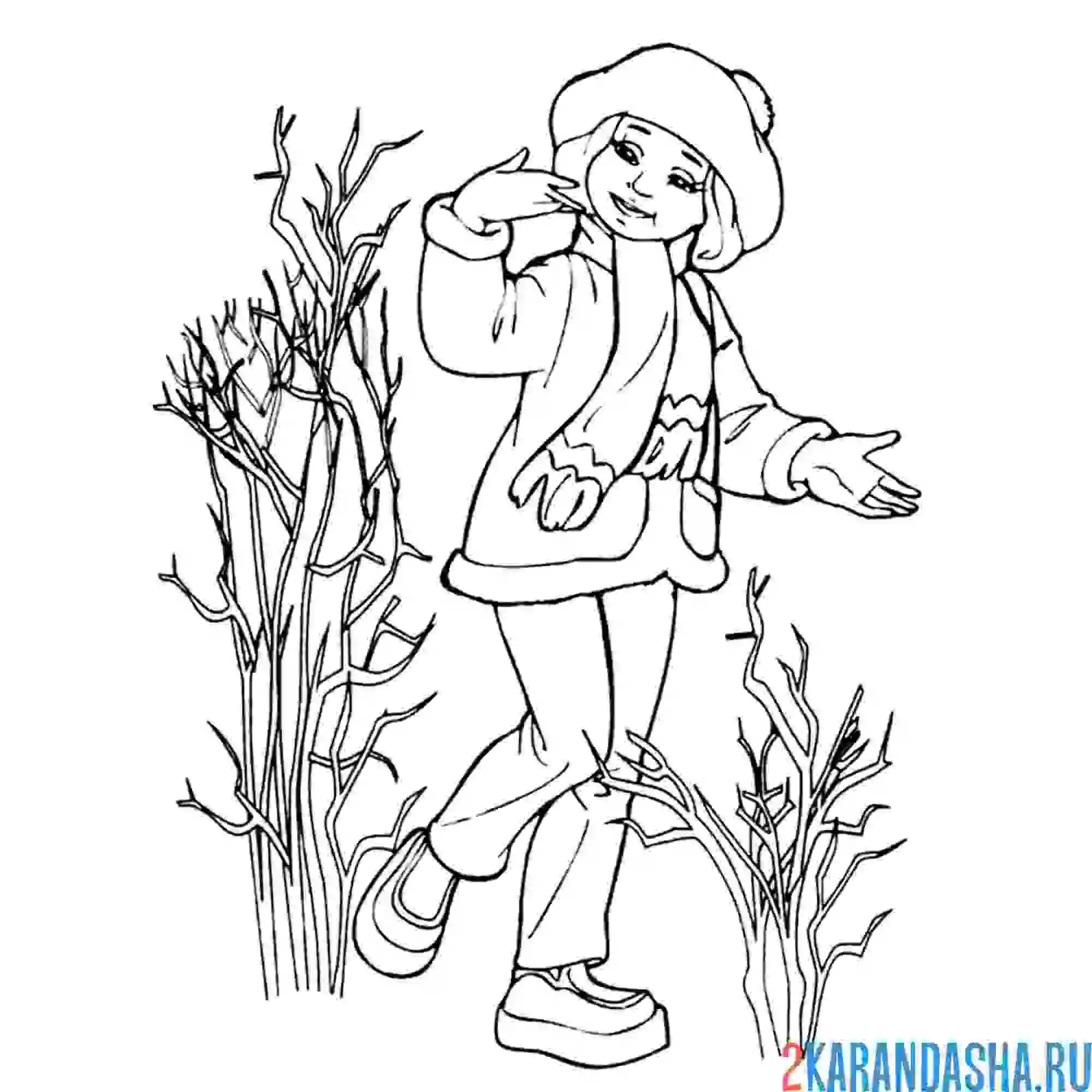 Раскраска девочка в весенней куртке