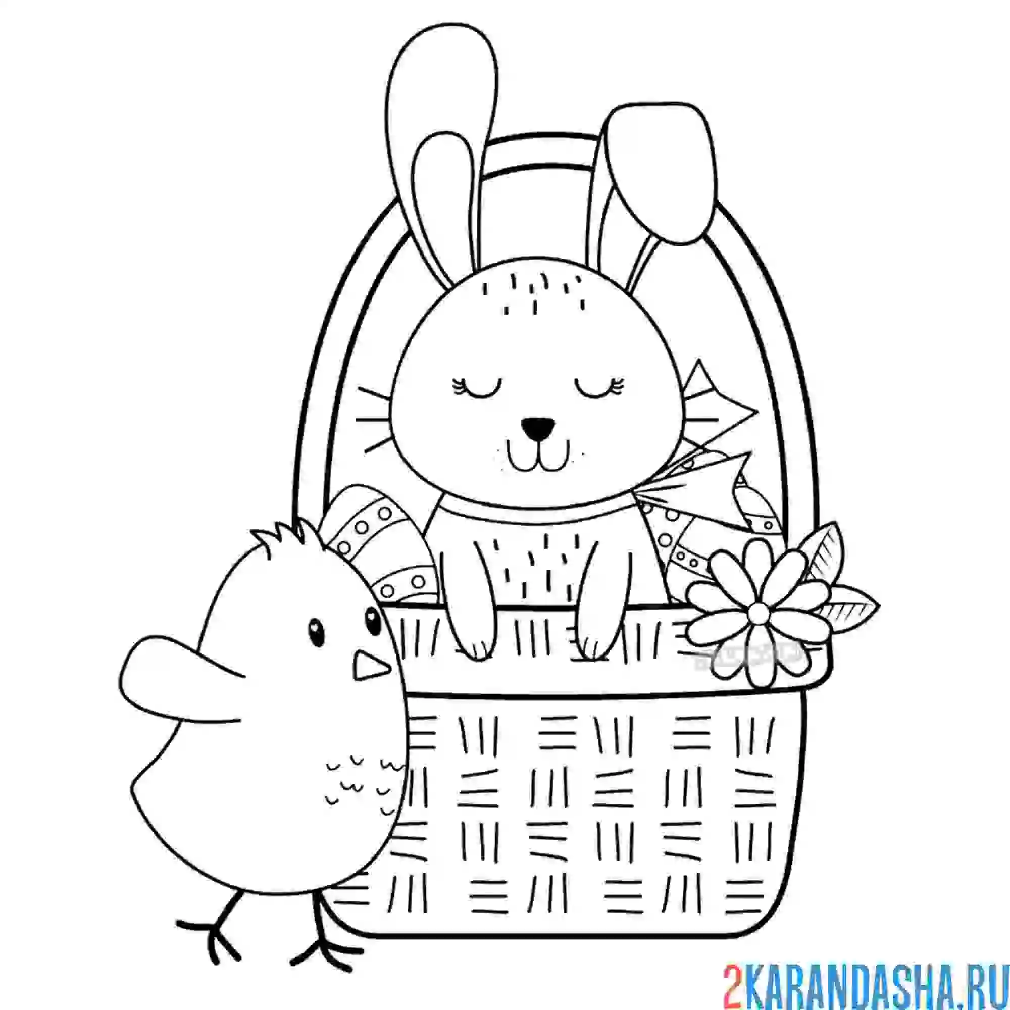 Раскраска милая картинка на пасху