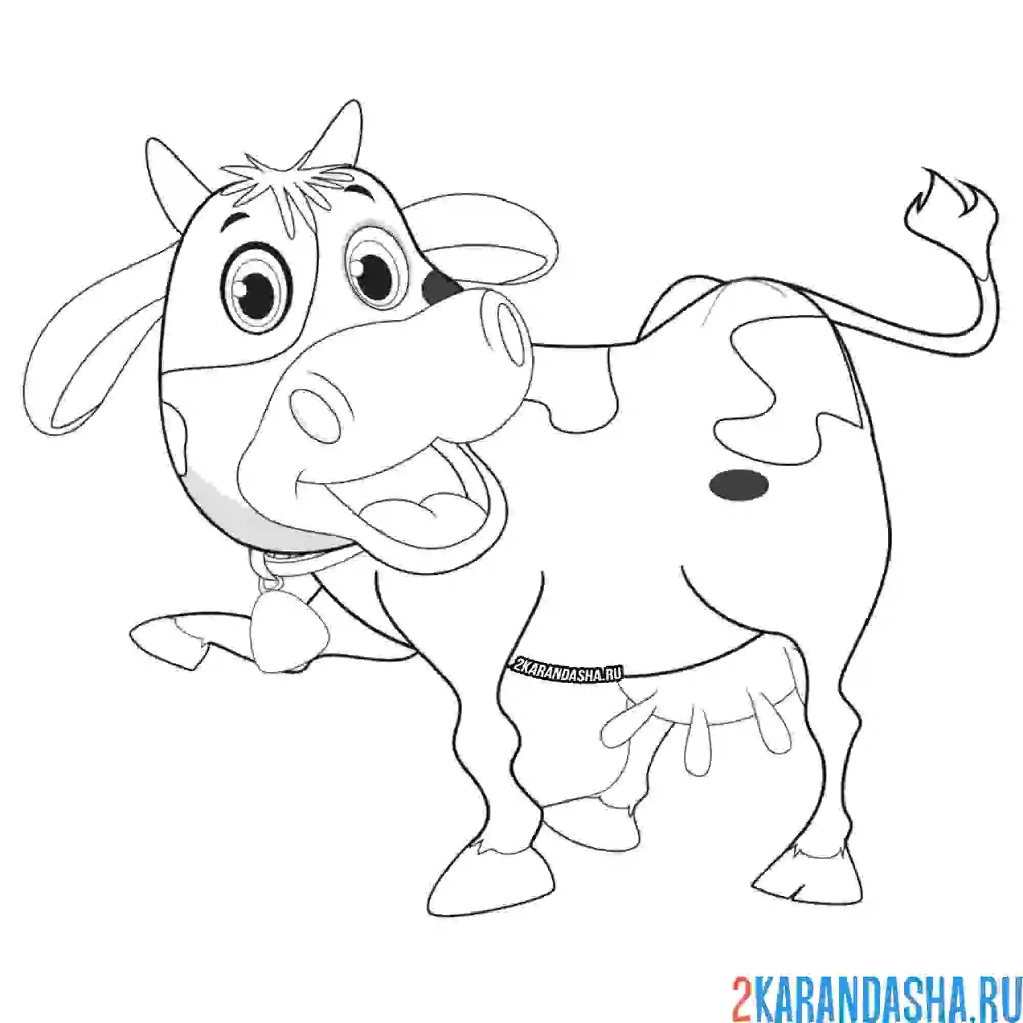 Раскраска корова насмехается