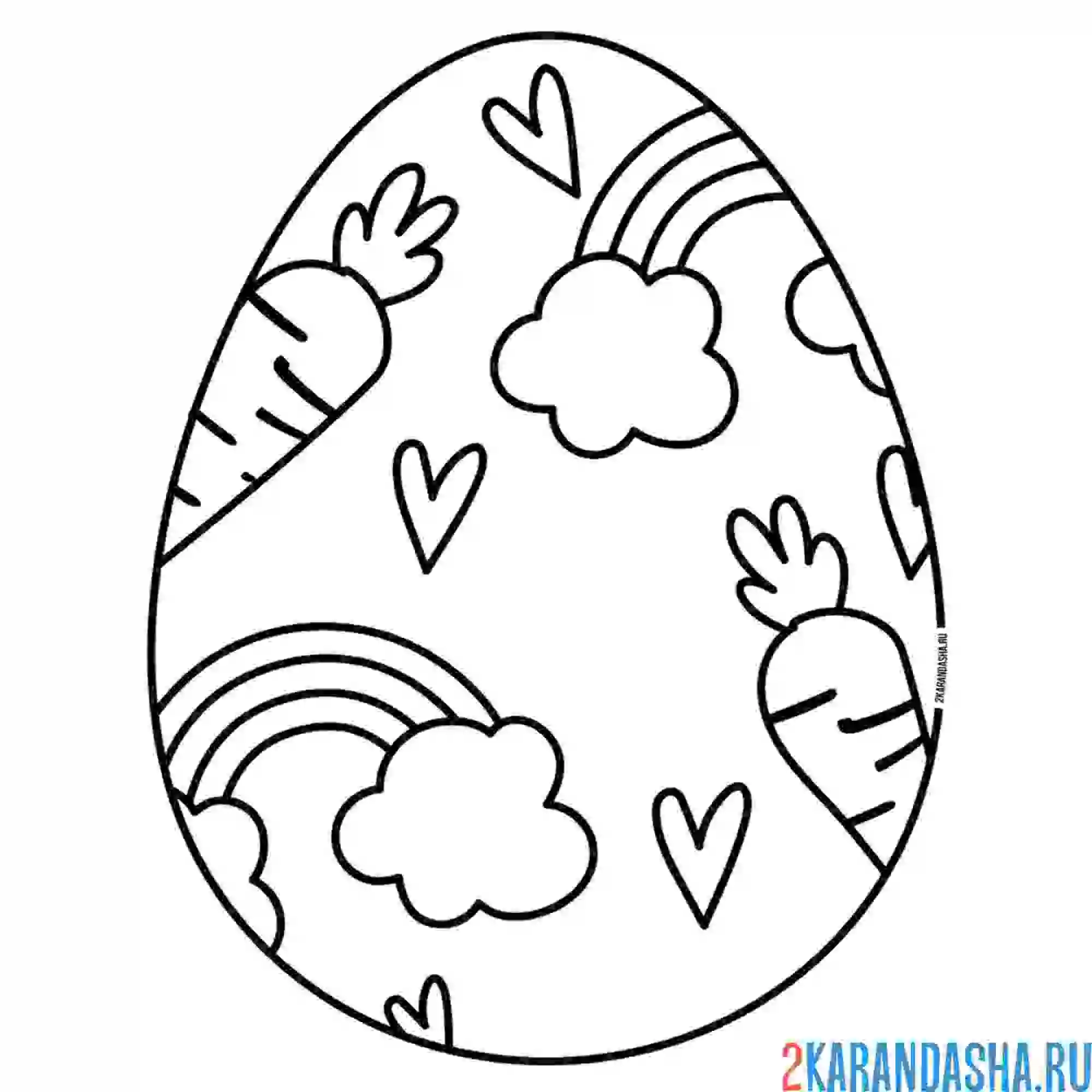 Раскраска милый рисунок яйца на пасху