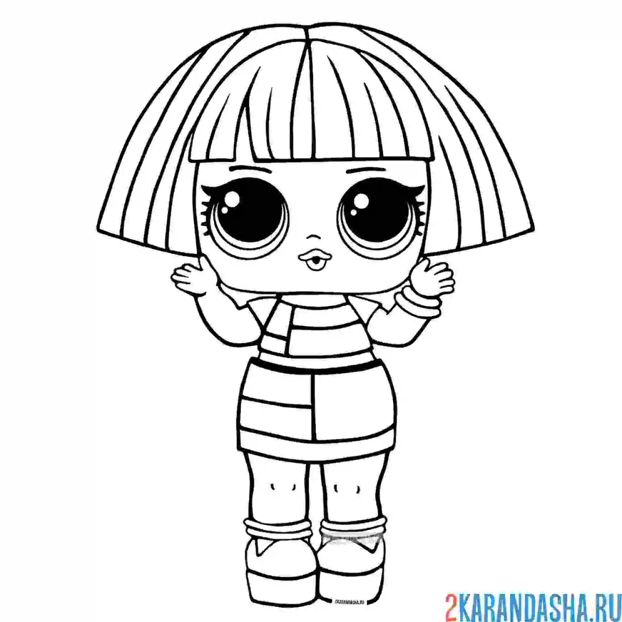 Раскраска кукла лол в платье shapes