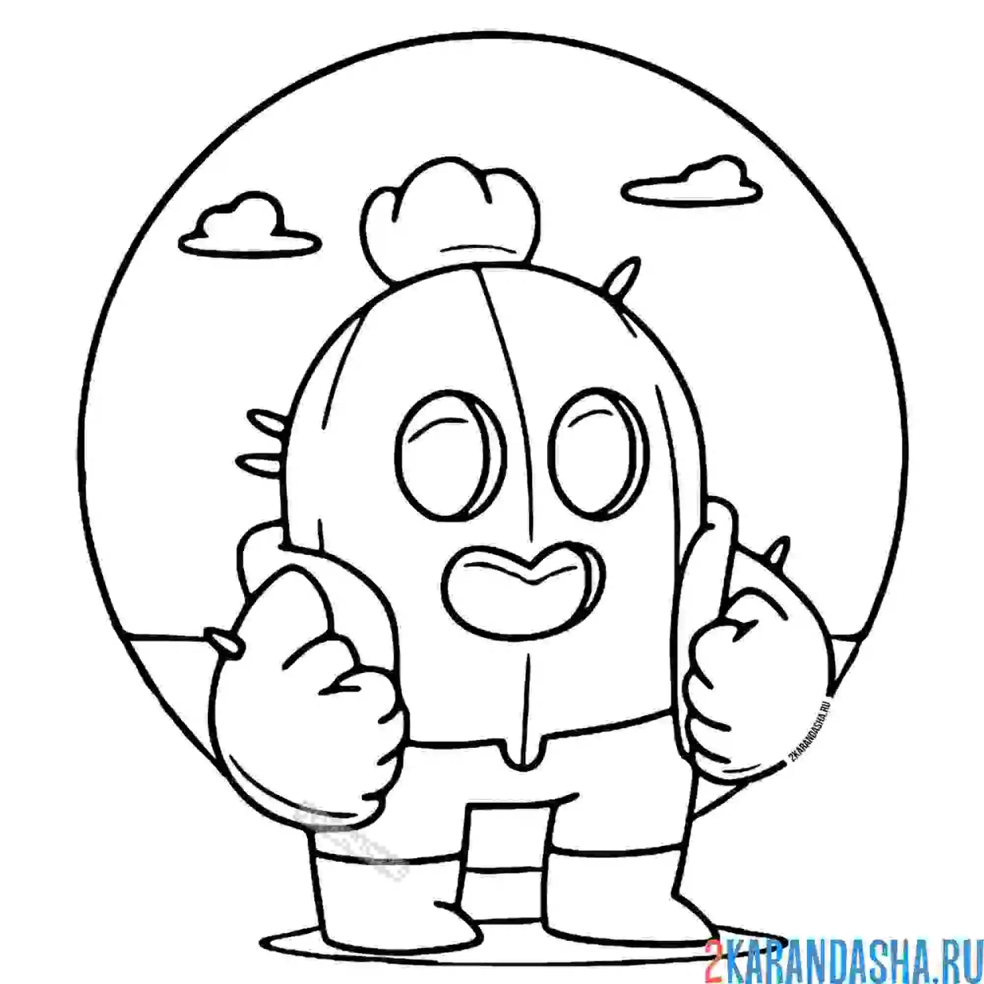 Раскраска спайк кактус с цветком