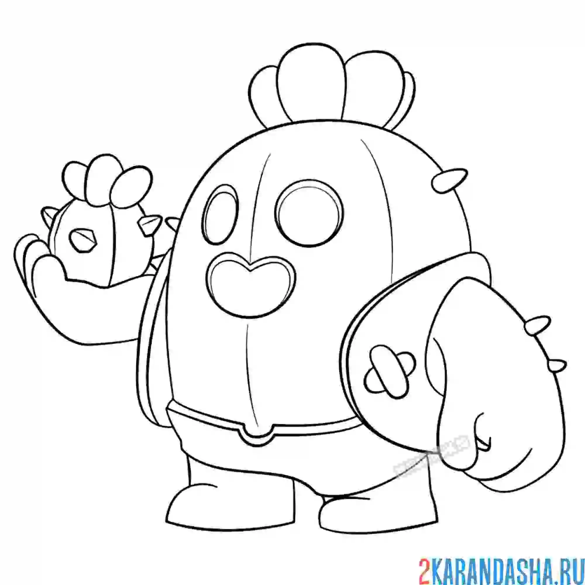 Раскраска кактус спайк в жилетке