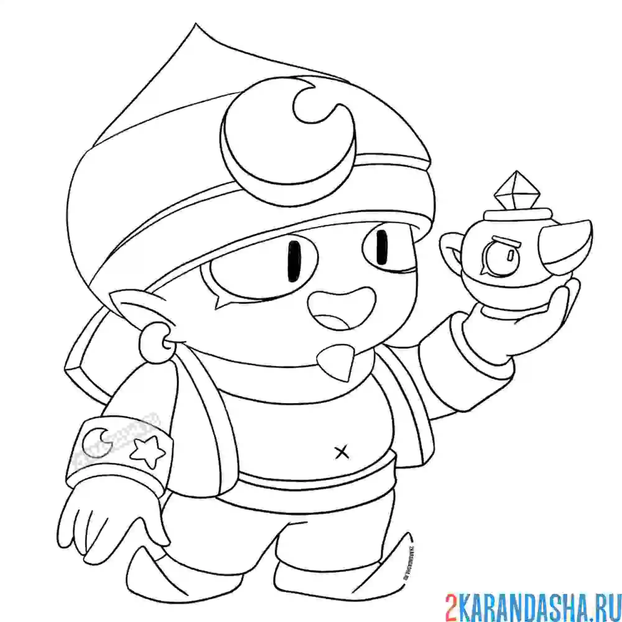 Раскраска джин с лампой