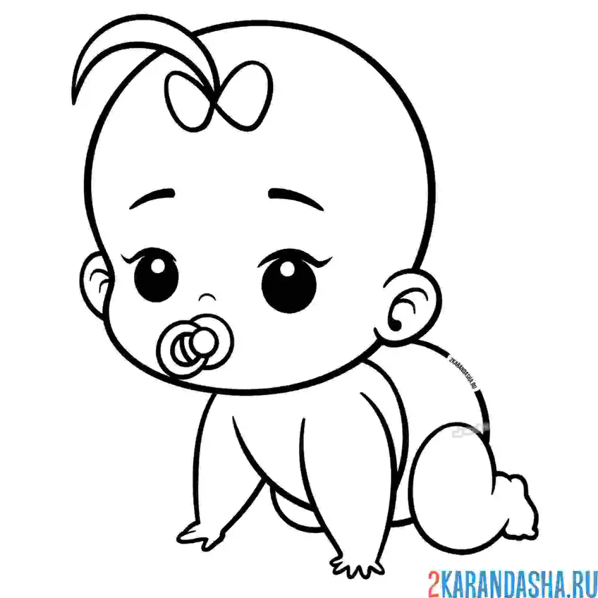 Раскраска грудной малыш с соской