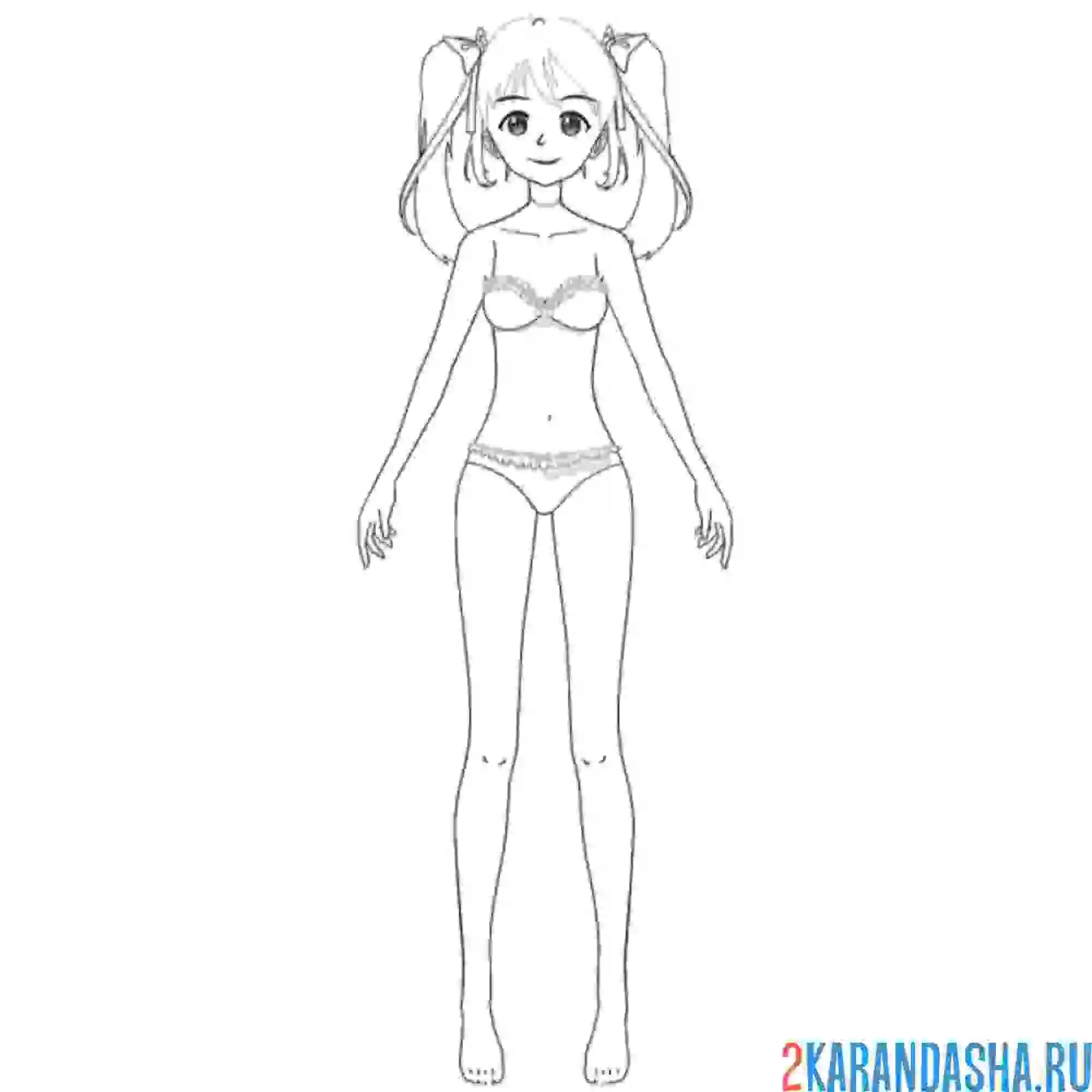 Раскраска бумажная кукла для вырезания нико в нижнем белье без одежды