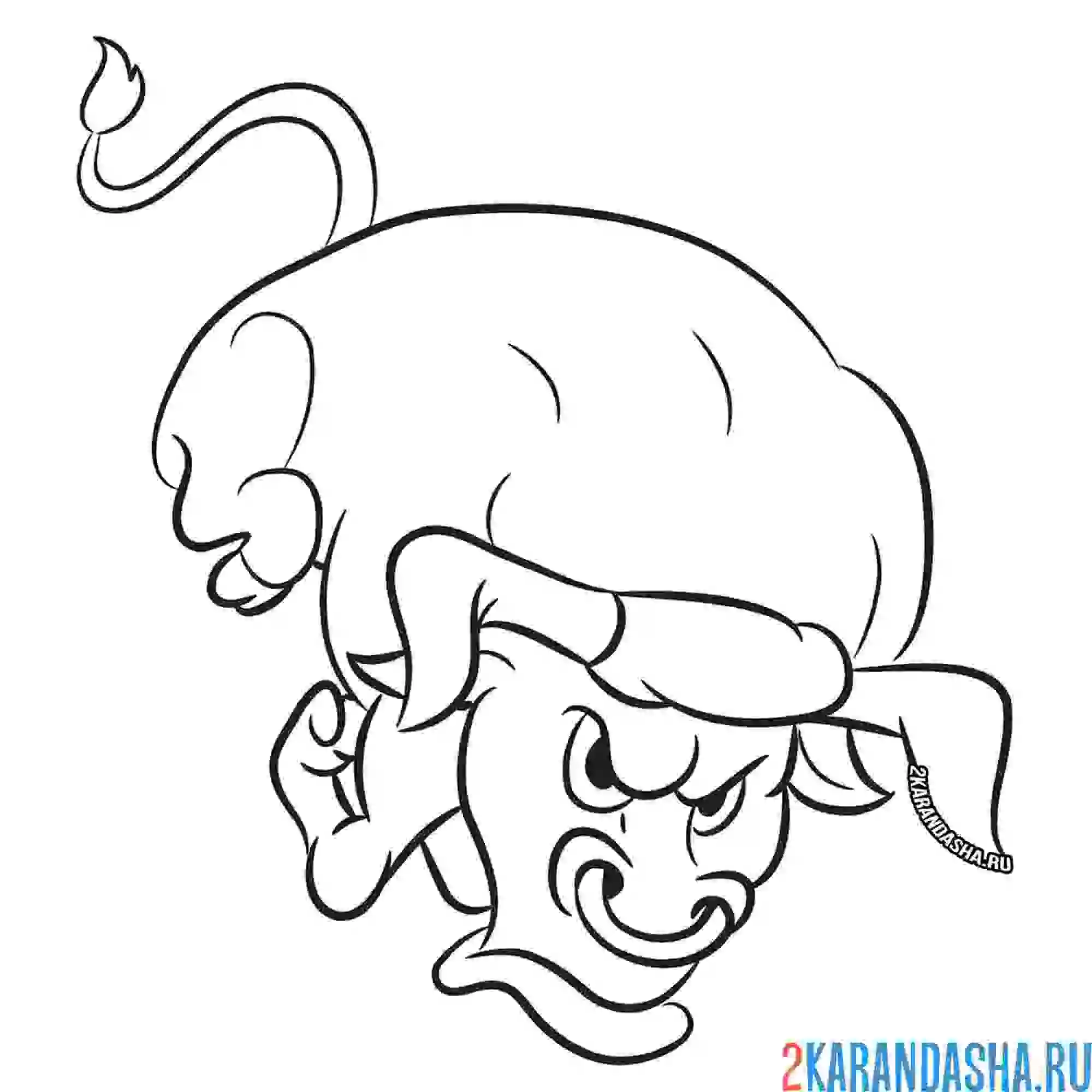 Раскраска очень строгий бык