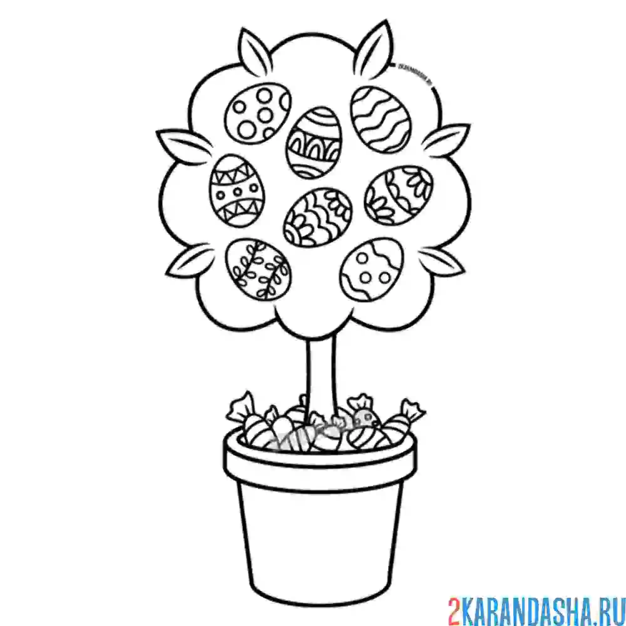 Раскраска конфеты и яйца на пасху