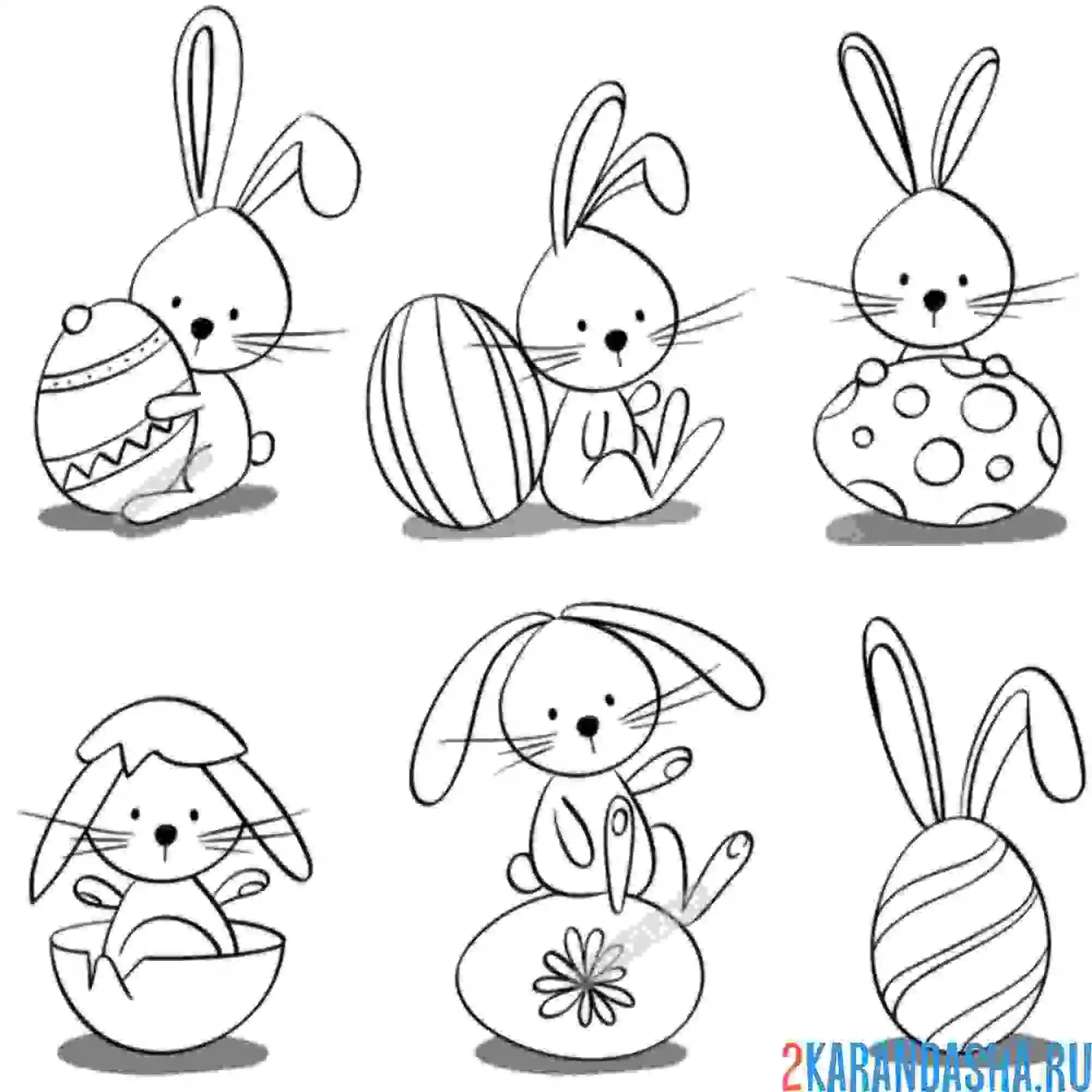 Раскраска много зайчиков на одной картинке