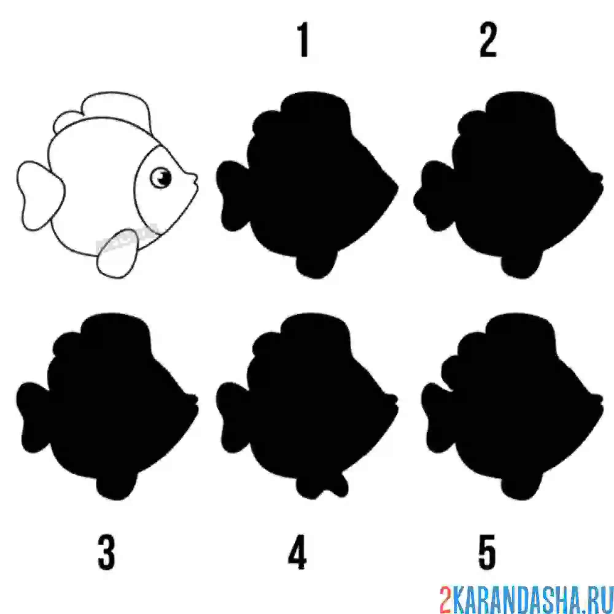 Раскраска рыбка для детей 3-4 года