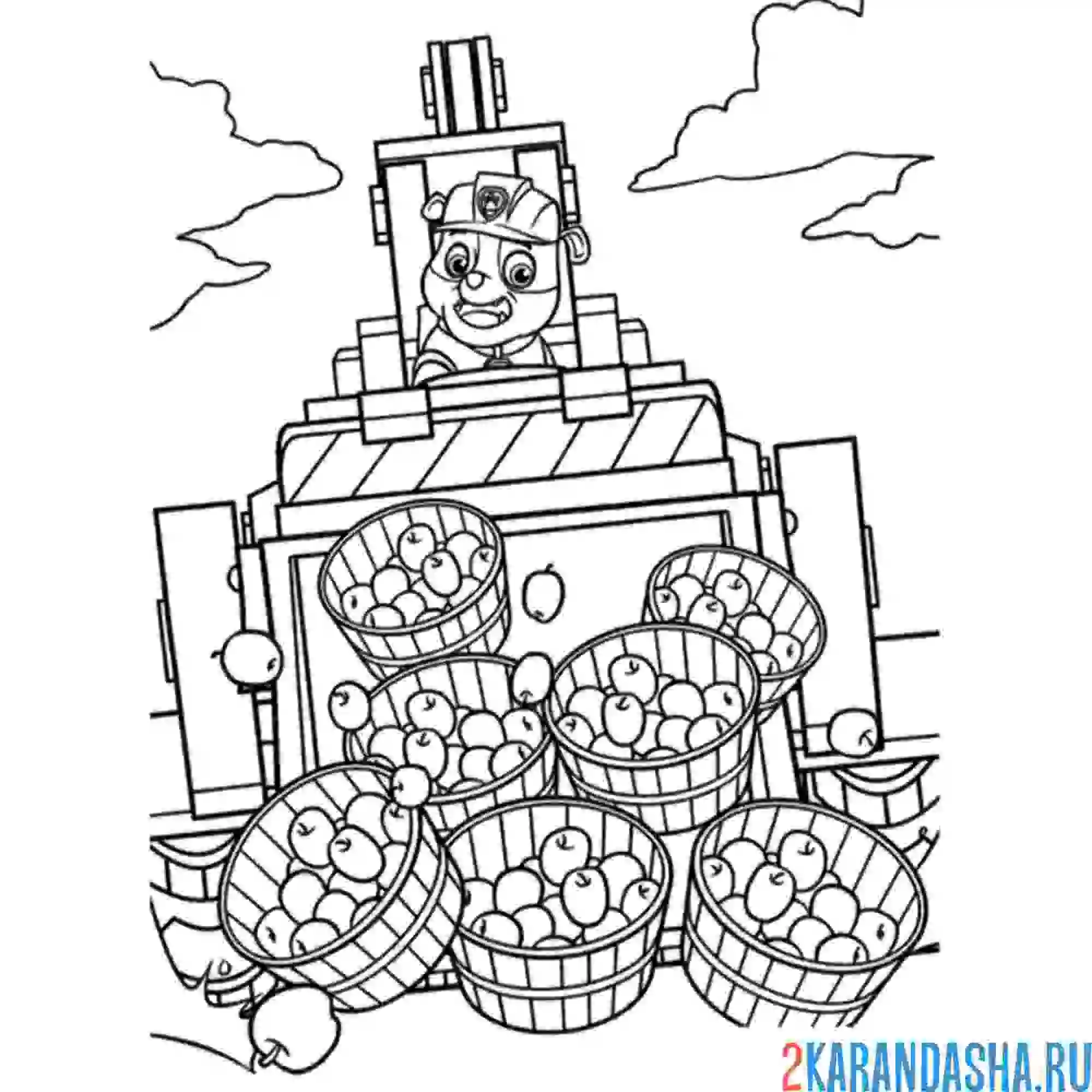 Раскраска крепыш с яблоками
