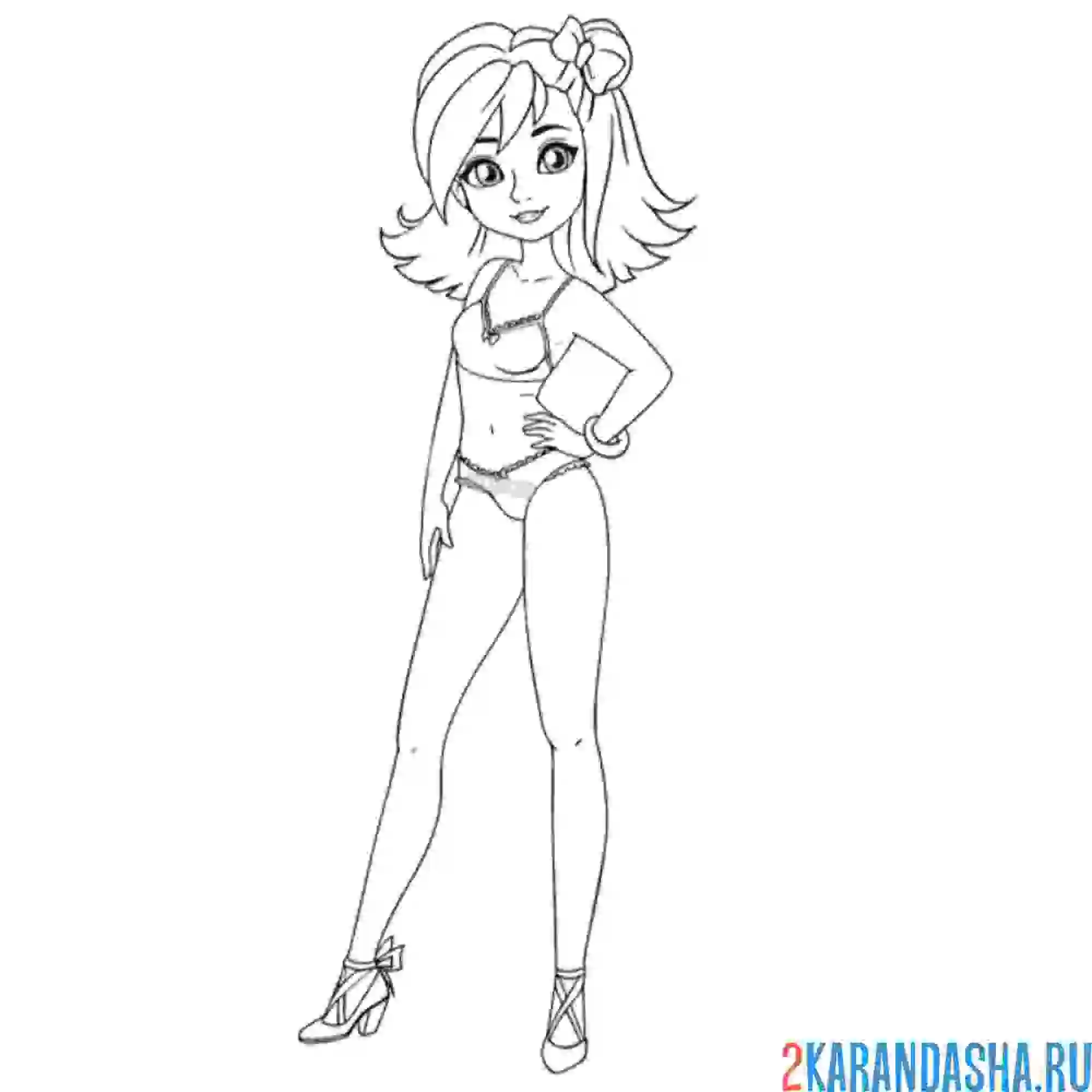 Раскраска бумажная кукла для вырезания виолетта без одежды