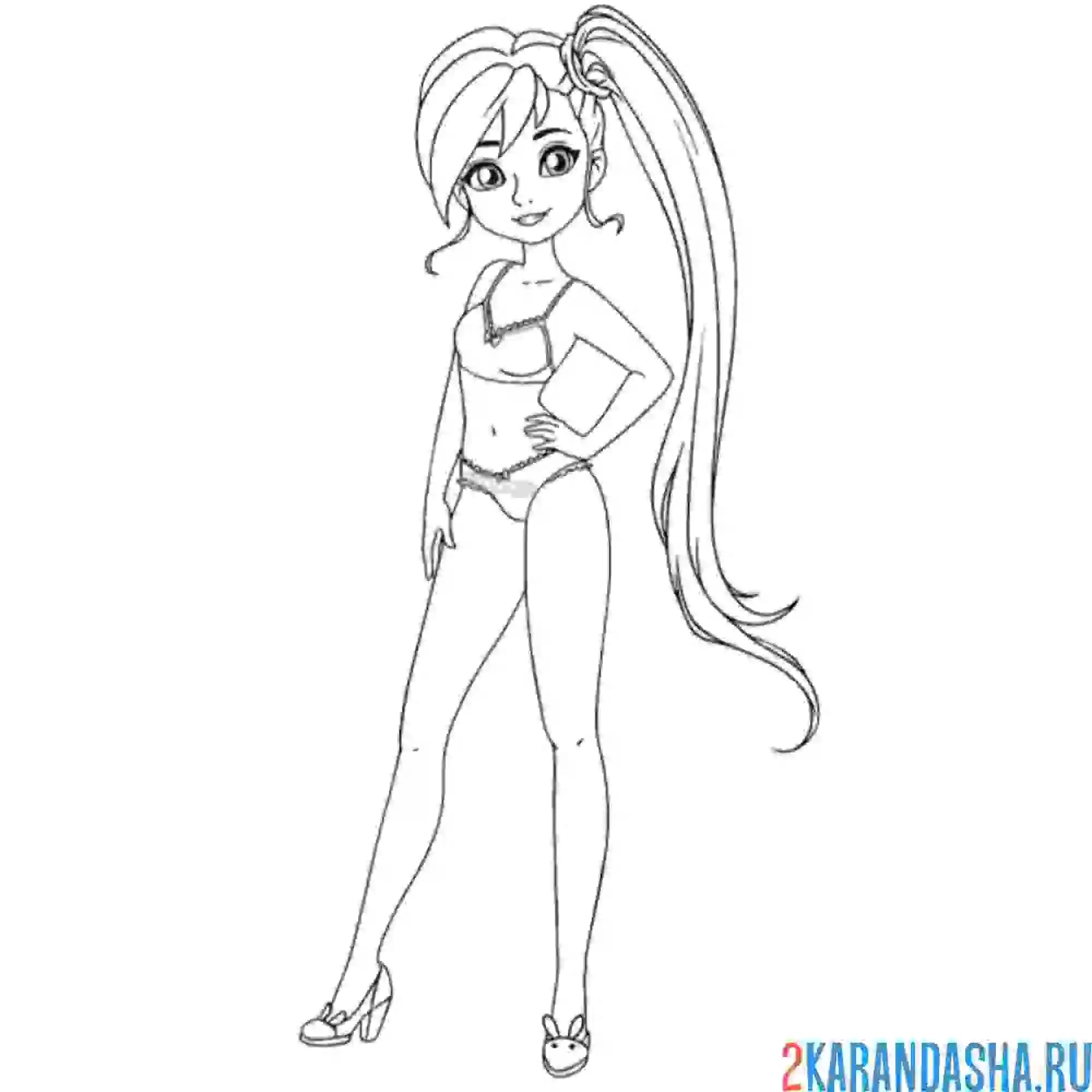 Раскраска бумажная кукла для вырезания диана без одежды